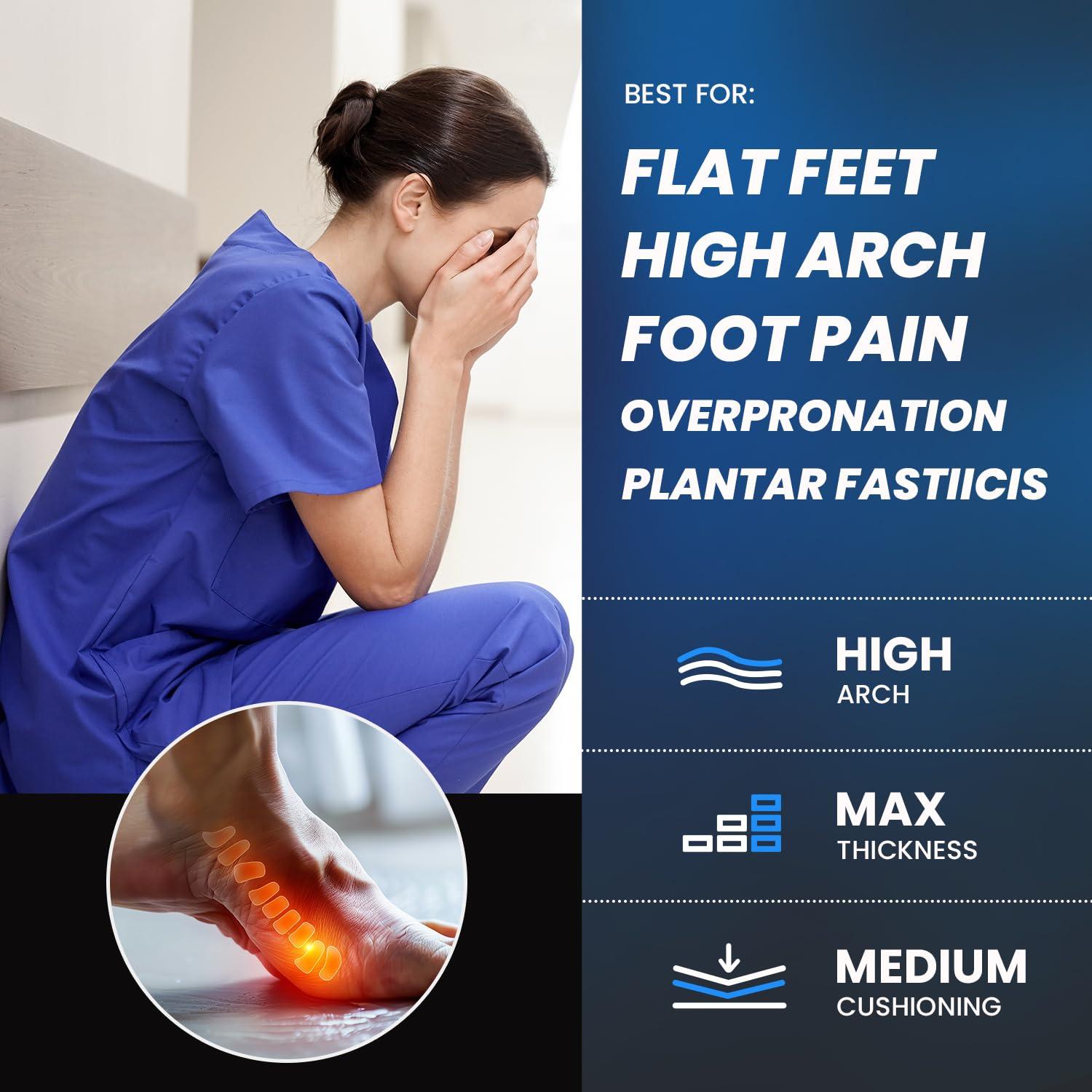 PCSsole PCSsole Orthotic High Arch Support Insoles, Comfort Gel Work Boot Insert for Flat Feet, Plantar Fasciitis, Feet Pain, Heel Spur Pain,Metatarsalgia,Over Pronation for Men and Women28cm