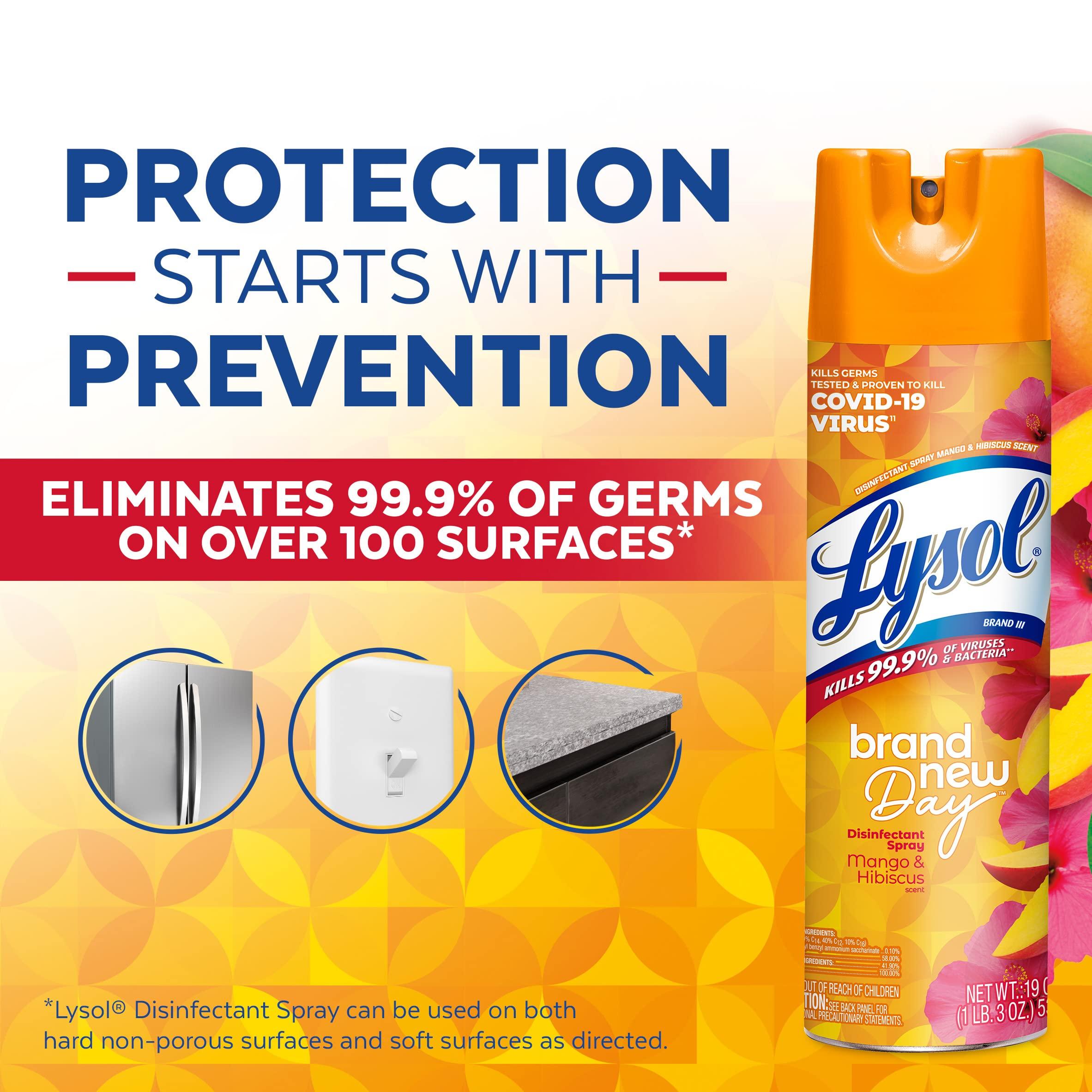 Lysol Lysol Disinfectant Spray, Sanitizing and Antibacterial Spray, For Disinfecting and Deodorizing, Mango & Hibiscus Scent, 19 Fl Oz, (Packaging May Vary)