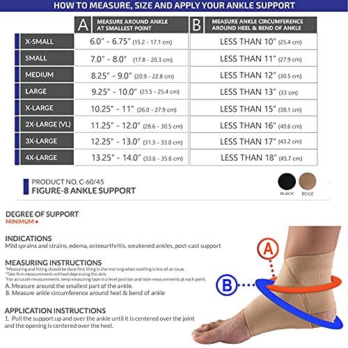 Champion Champion Figure-8 Ankle Support, Light Elastic Compression Brace, Muscle Joint Recovery, Beige, 3X-Large