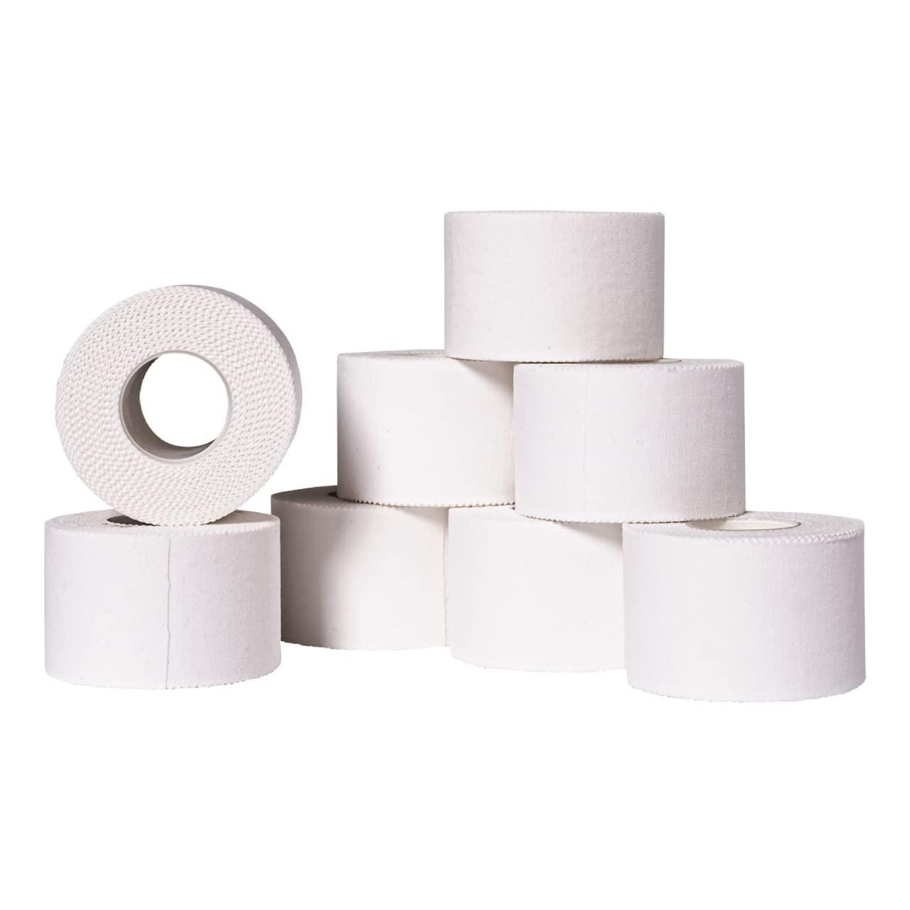 Affordtex Athletic Sports Tape 4 Adhesive Rolls -No-Sticky Residue White Medical Tape - Sport Tape -Skin Friendly Athletic Tape 1.5\" x 10 Yards for Athletes, Coaches, Amateurs (White- 40 Yards)
