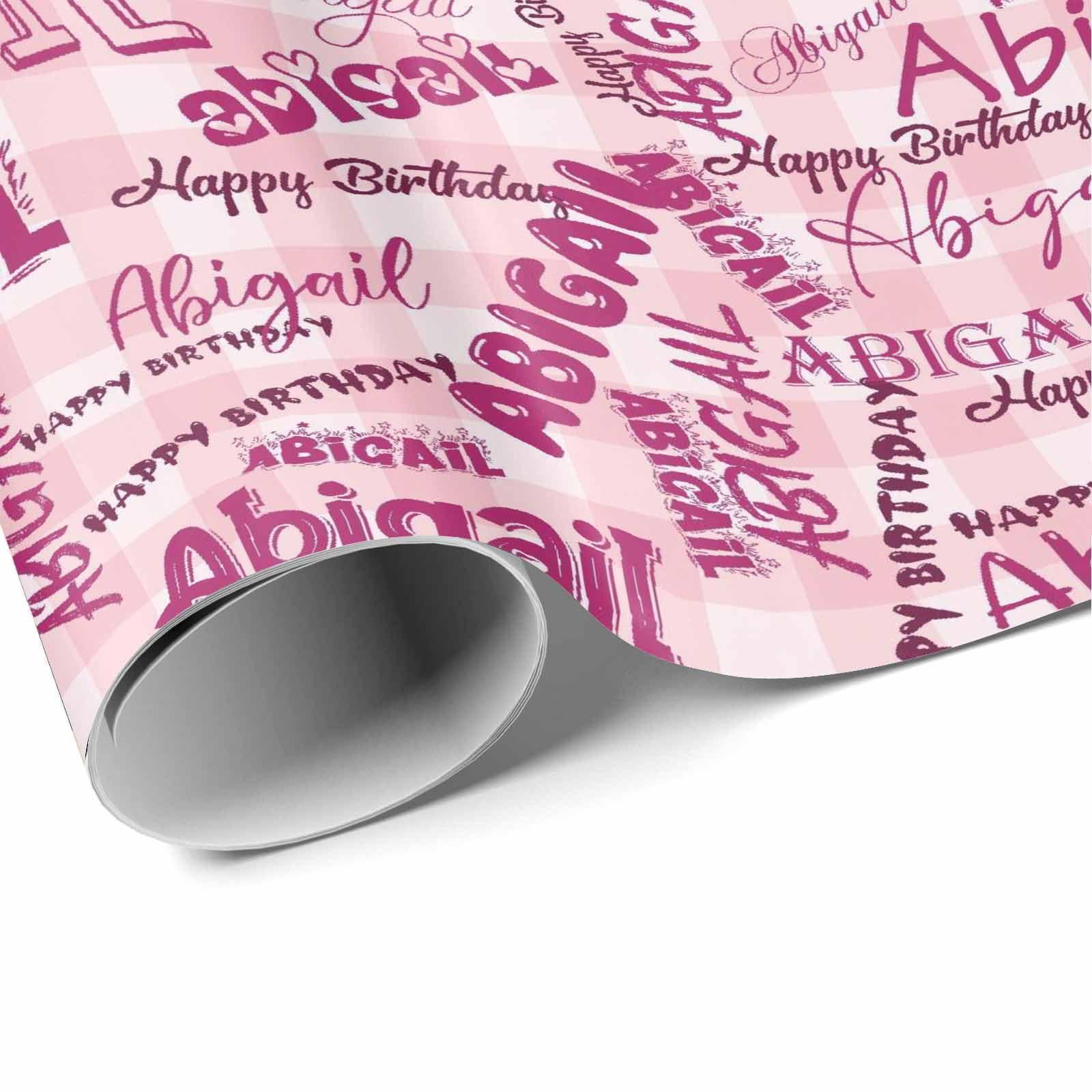 M YESCUSTOM M YESCUSTOM Personalized Gift Wrapping Paper Roll Custom Gift Paper Wrap Birthday Red Wrapping Paper for Men, WomenKids Happy Birthday Letters and Name Funny Gift Paper for Baby Shower Anniversary