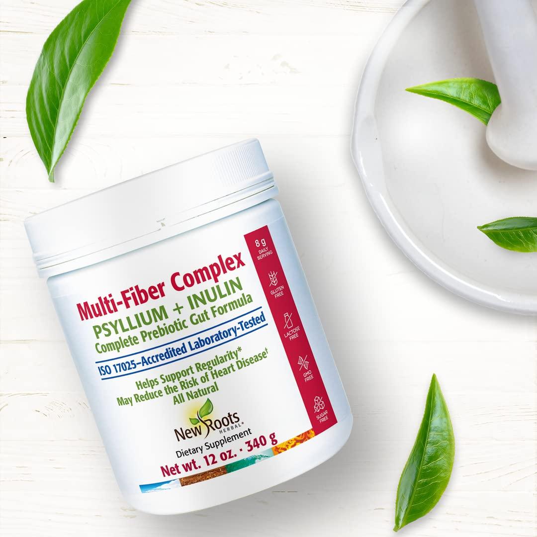 NEW ROOTS HERBAL New Roots | Prebiotic Fiber Powder with Psyllium Husk and Inulin (from Chicory Root)| Multi-Fiber Prebiotic Supplement Supports Gut and Digestive Health, Unflavored 12 oz (340 g)