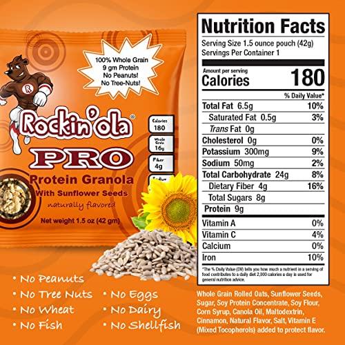 R ROCKIN' OLA Rockin Ola Protein Granola Clusters, Quick Breakfast Snack, Allergen Free, No Artificial Flavors, Colors or Preservatives, On-The-Go Healthy Snack Packets (25 Count, Protein Granola)