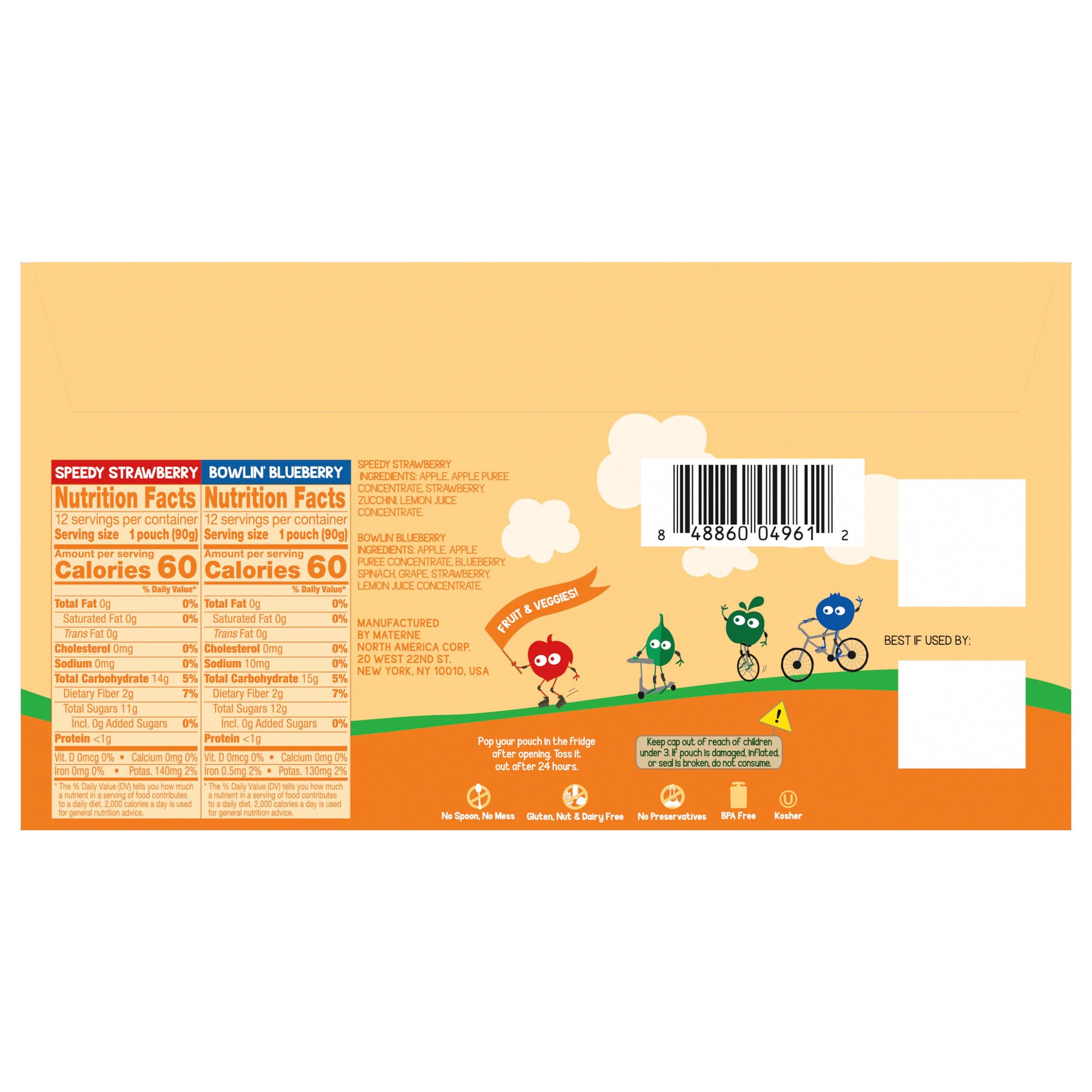 GoGo SqueeZ GoGo SqueeZ Fruit & VeggieZ Speedy Strawberry & Bowlin\' Blueberry Applesauce Pouches (3.2 oz., 24 ct.) With TheOrangeGoat StoreFront Card