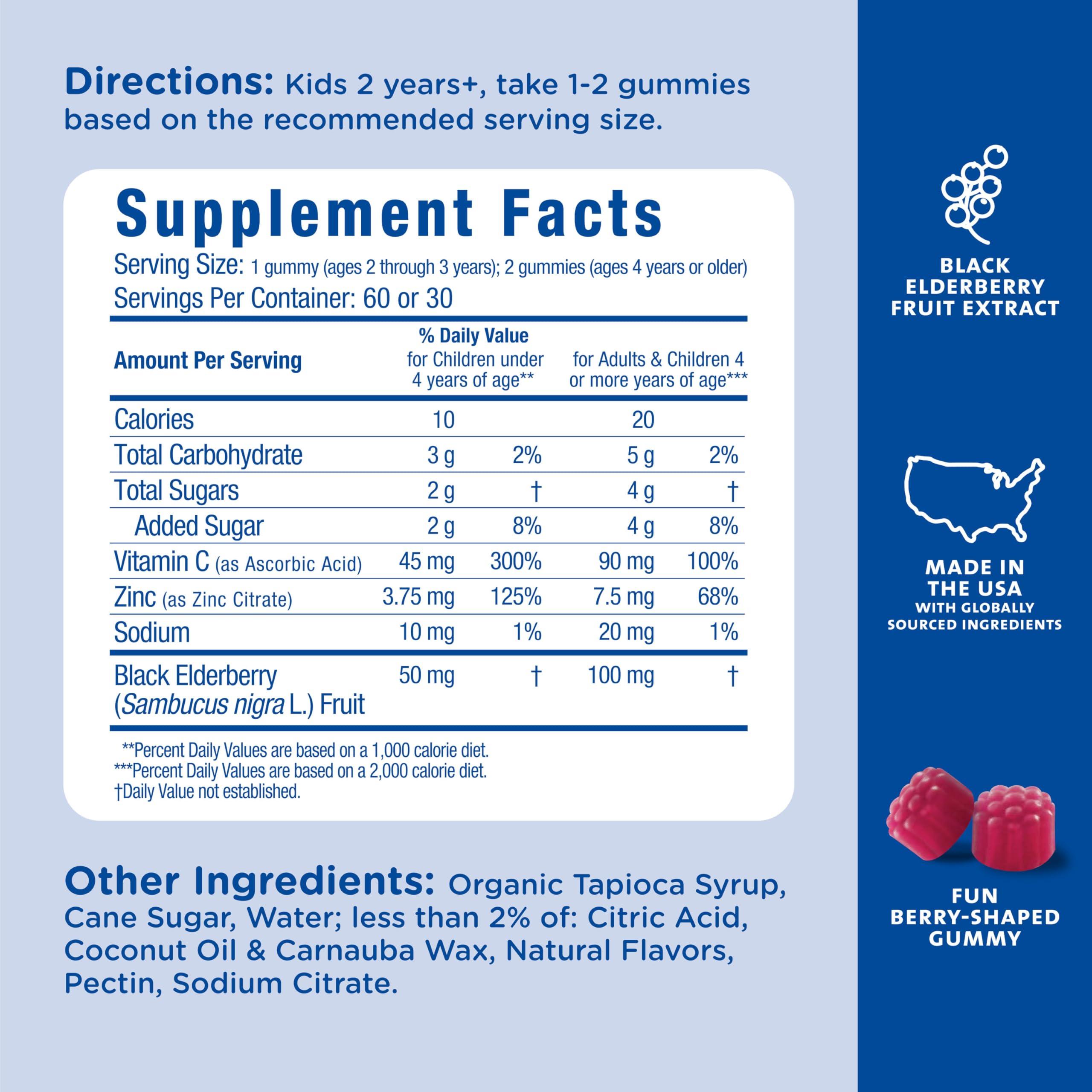 Mommy's Bliss Mommy\'s Bliss Kids Elderberry Gummies, Supports Immunity with Black Elderberry, Zinc & Vitamin C, Gluten Free & Vegan, Age 2 Years+ (60 Count)