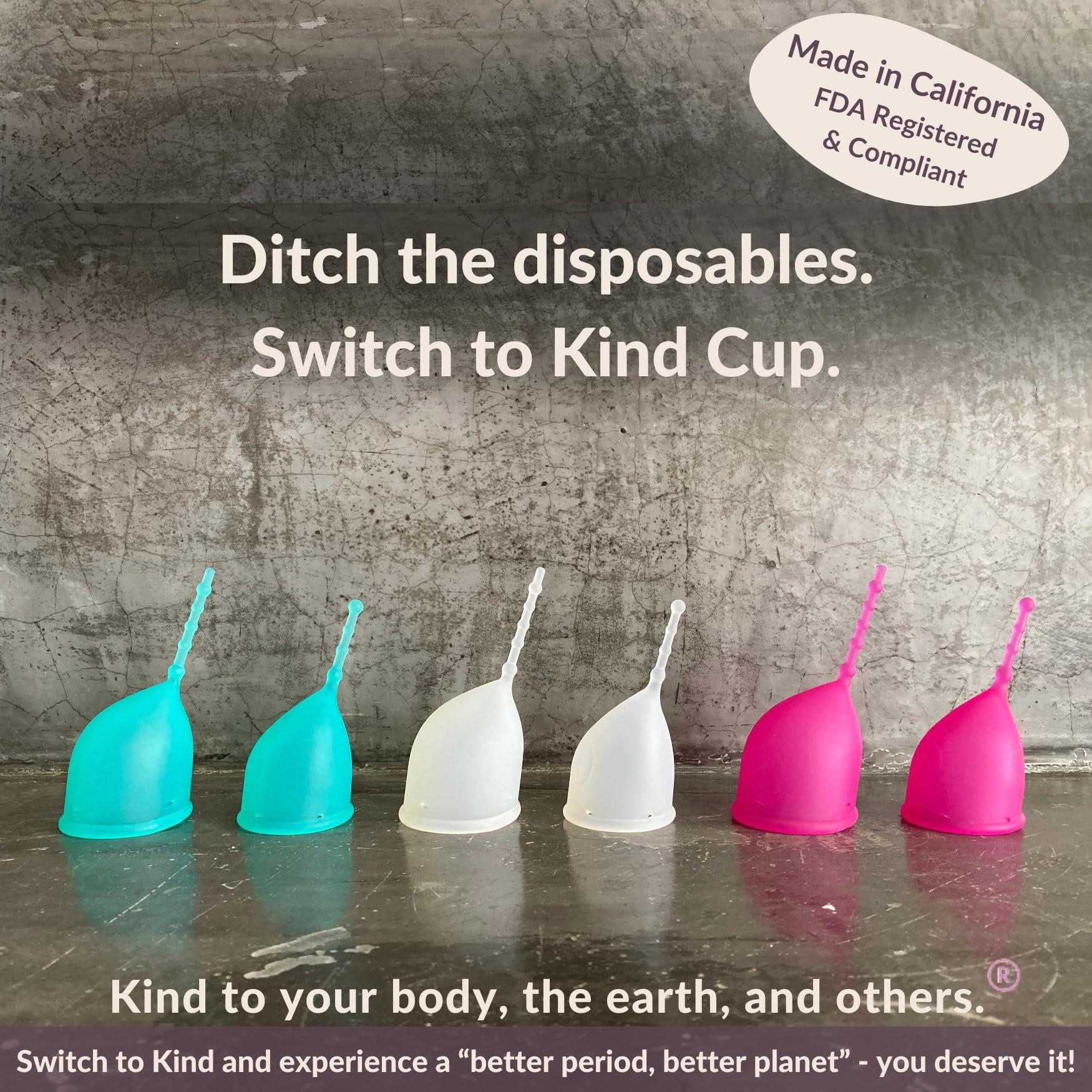 WEVOTOPIA Kind Cup | Menstrual Cups | Period Cup | Comfortable | Soft | Curved | Ergonomic | Easy to Use | Long Stem | High Cervix to Low Cervix | 100% Medical Grade Silicone Cup | USA | (Regular) (Aqua)