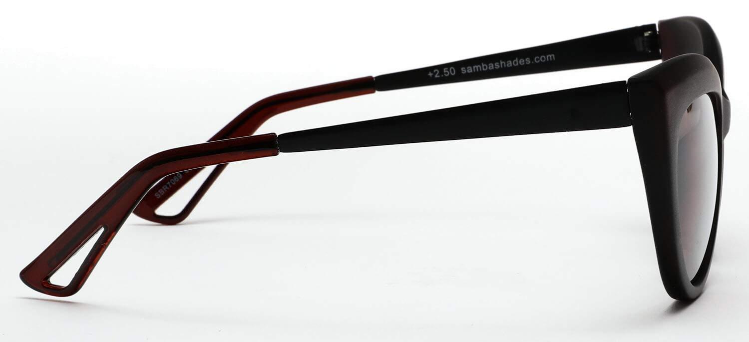 SAMBA SHADES SAMBA SHADES Bifocal Reading Sunglasses Fashion Cat Eye Sunglass Readers Oversized Women\'s CatEye Glasses Brown Rx 3.50