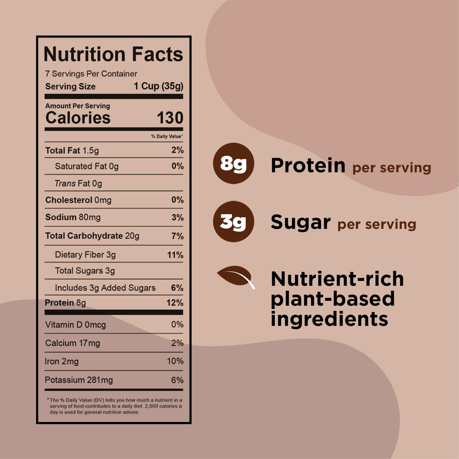 Three Wishes Plant-Based and Vegan Breakfast Cereal by Three Wishes - Cocoa, 4 Pack - More Protein and Less Sugar Snack - Gluten-Free, Grain-Free - Non-GMO