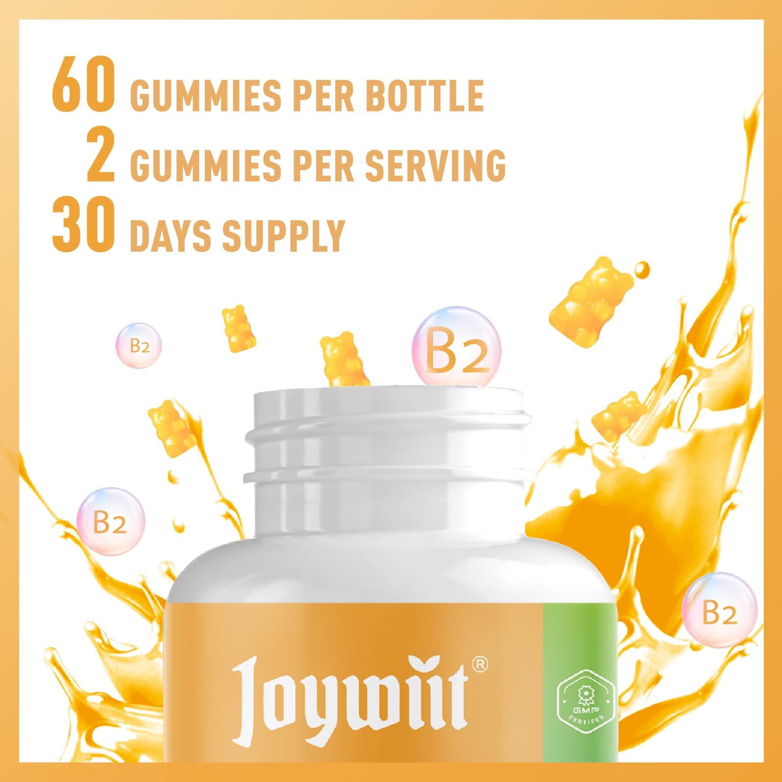 Joywiit Joywiit Vitamin B2 Gummies | Riboflavin 400mg | b2 Vitamin 400mg Chewable for Adults and Kids, Migraine Relief & Energy and Nervous System Support, Non GMO, Vegan - 60 Counts