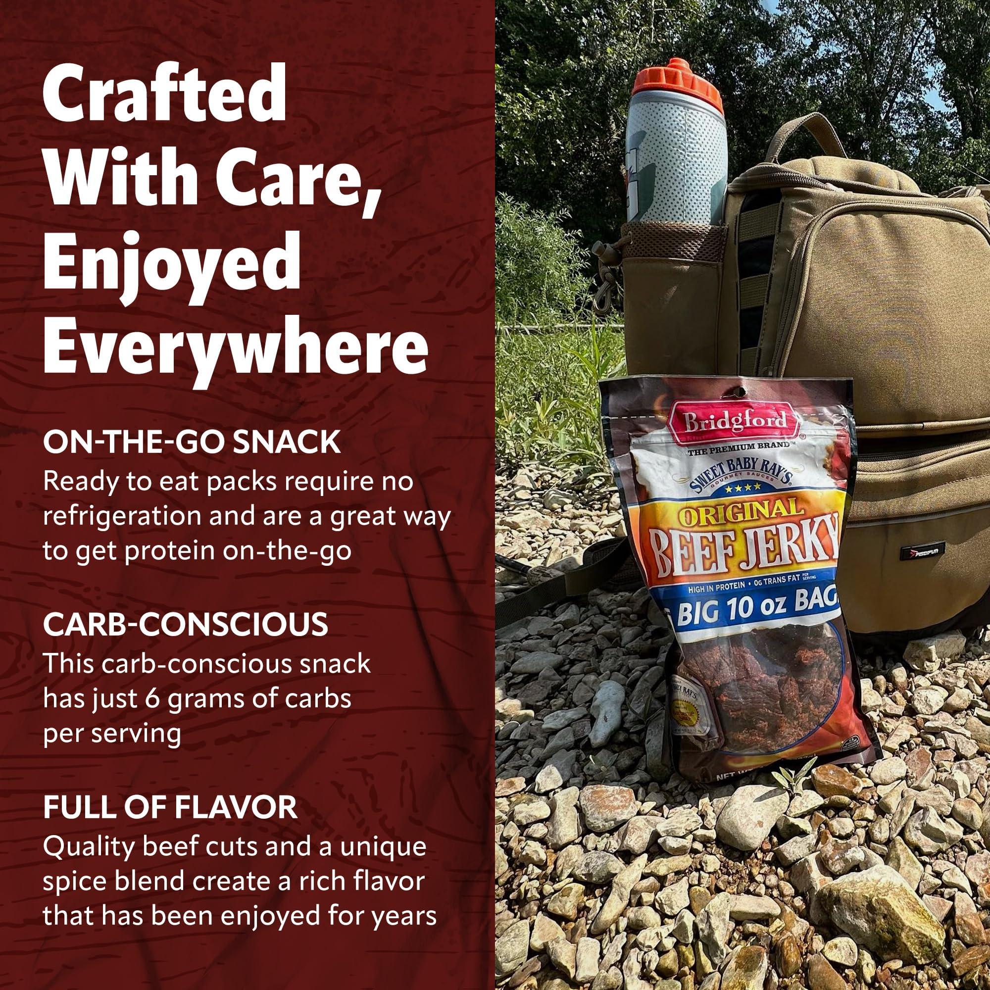 Bridgford Bridgford Sweet Baby Rays Beef Jerky Original 3.25 oz Pack of 4 - Healthy Beef Jerky for Your Dietary Preferences - Ready To Eat High Protein Beef Jerky for On the Go Snacking and Busy Lifestyles