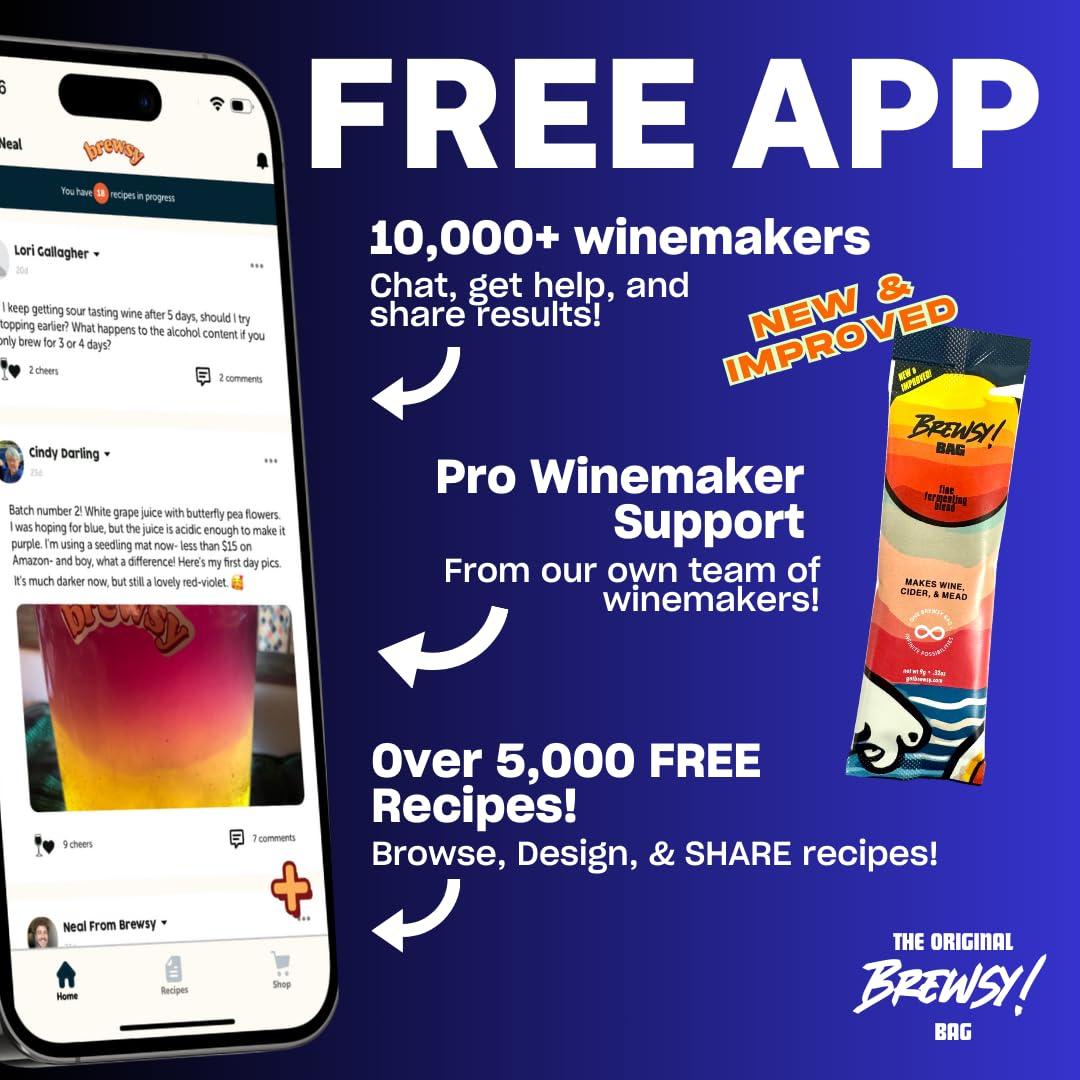 Brewsy Brewsy Starter Kit for Mead Making - Custom Mead Kit - 4 Bottles in 9 Days - Use Any Juice