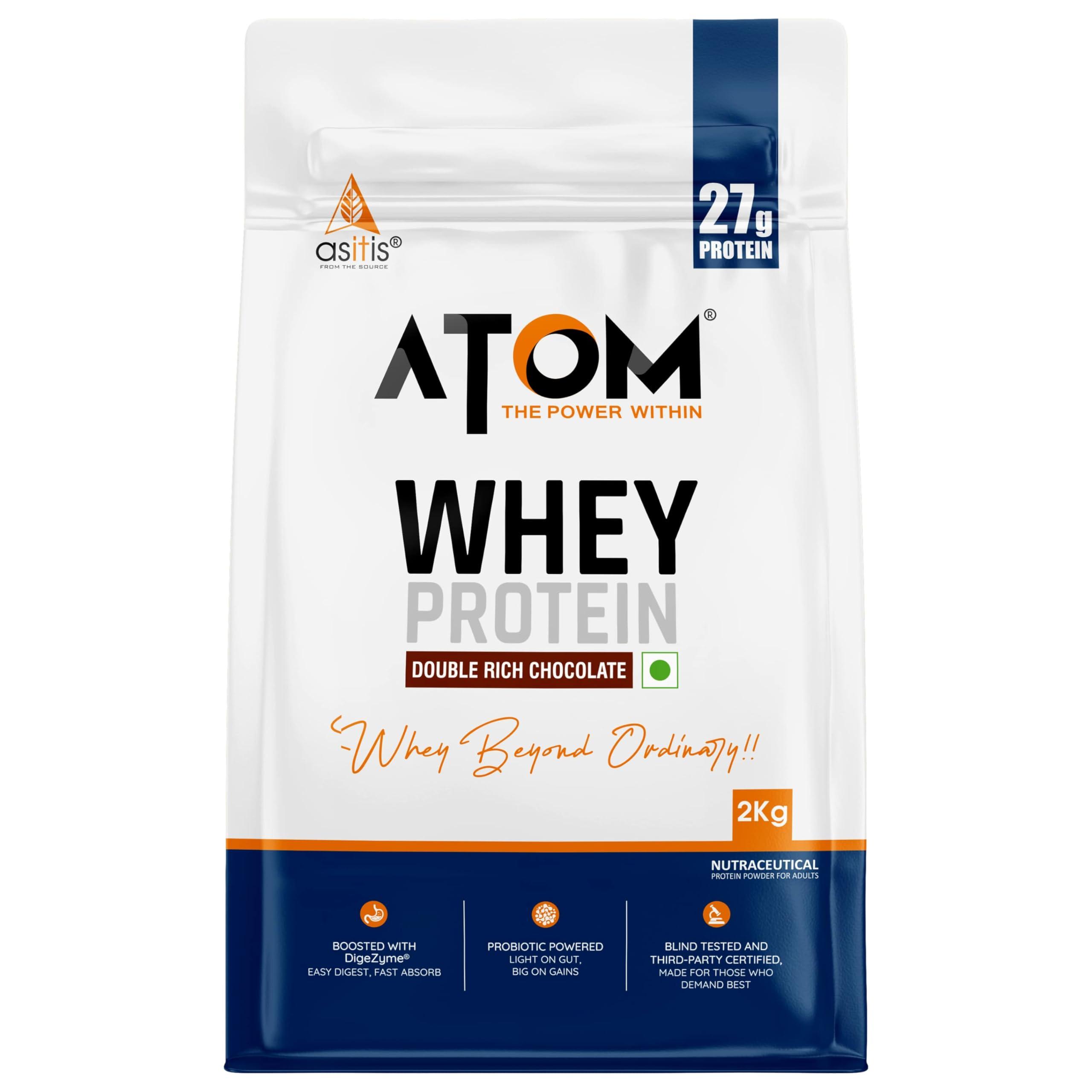 Asitis Nutrition Asitis Nutrition AS-IT-is Atom Whey Protein 2kg/70.5 Oz with Digestive Enzymes | USA Labdoor Certified for Accuracy & Purity | Double Rich Chocolate Flavor | 27g Protein | 5.7g Bcaa