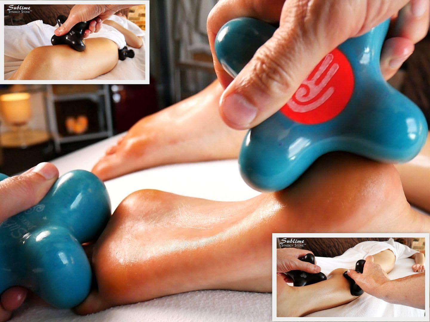 SYNERGY STONE Advanced (Midnight Black)(Set of 10) Ultra-Smooth Synergy Stone Hot Stone Massage Tools - Pro Kit for Full Body Massage - Relaxing and Therapeutic Deep Heat