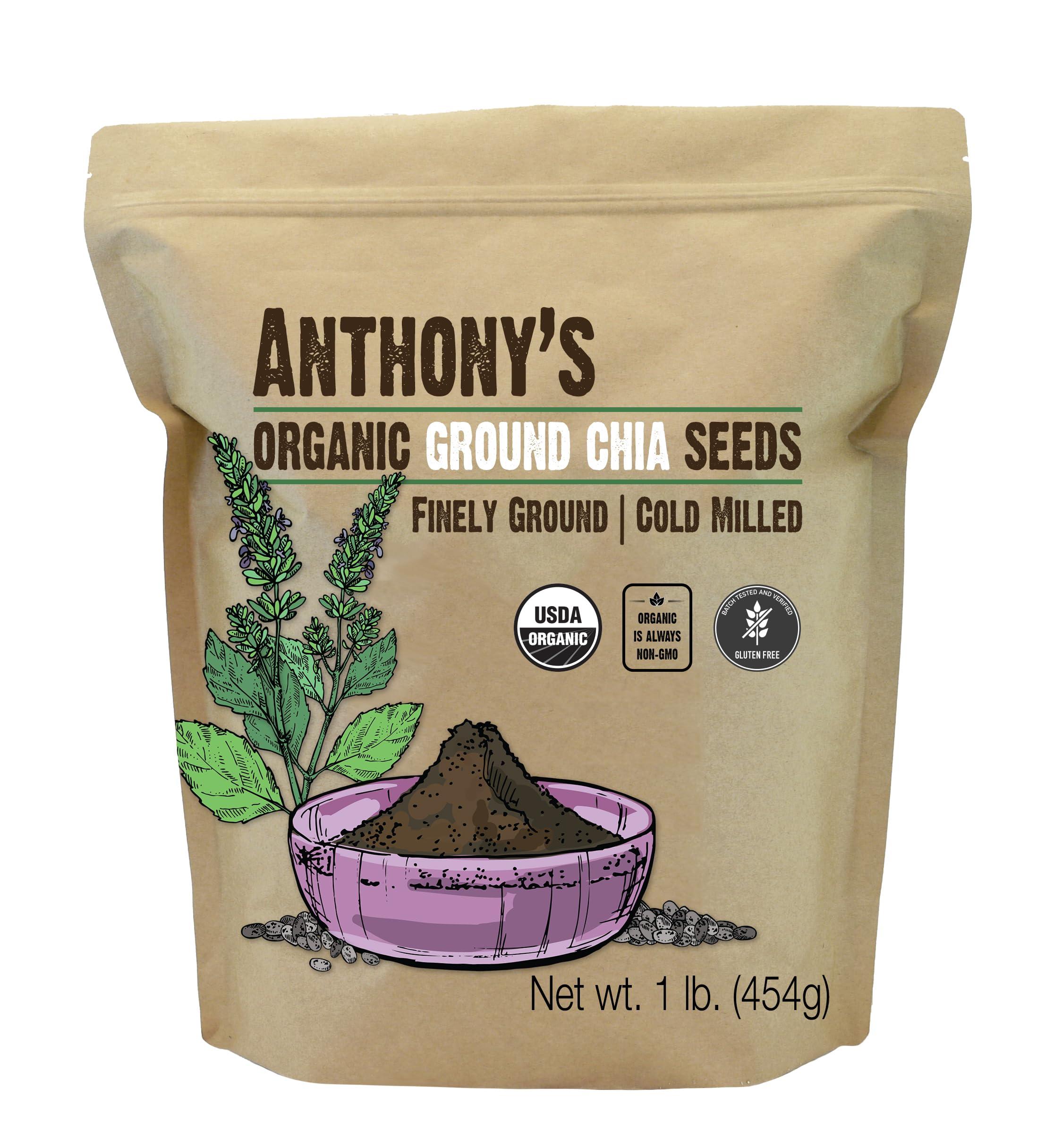 Anthony's Anthony's Organic Ground Chia Seed, 1 lb, Finely Ground, Cold Milled, Gluten Free, Non GMO