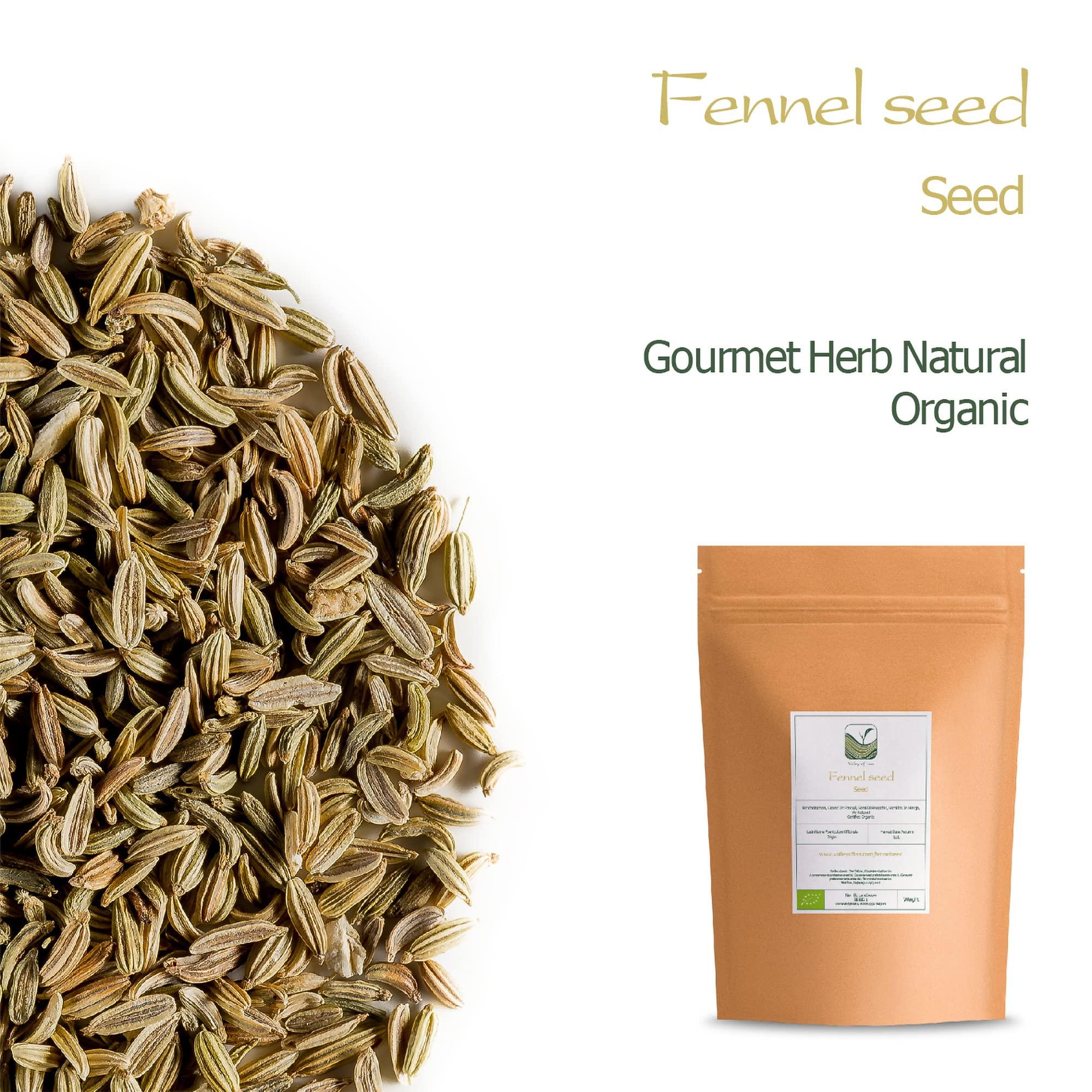 Valley of Tea Fennel Seed Organic Herbal Delicacy - Culinairy Grade - Foeniculum Vulgare Seeds Fenkel - Fennel Seeds For Cooking Organic Fennel Fenal Seeds 200g