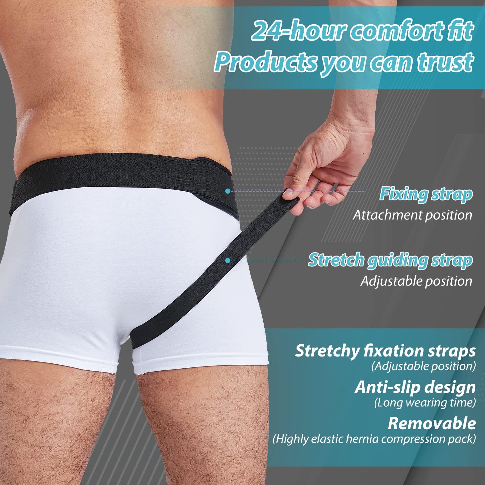 TENB TENB Hernia Belt for Men Hernia Support Truss Inguinal or Sports Hernia, Adjustable Waist Strap with Removable Compression Pads Breathable Material (Black, Medium)