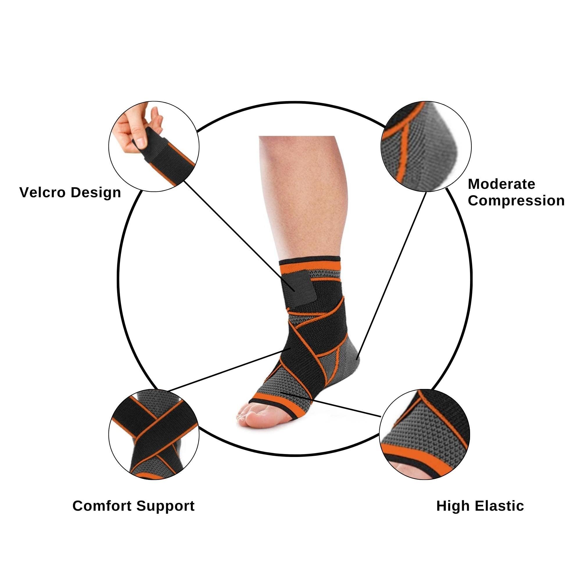 DCF DCF Ankle Brace Compression Support Sleeve Ankle Compression Socks for Plantar Fasciitis, Achilles Tendonitis Pain Relief, Foot & Ankle Swelling, Joint Pain, Heel Spurs (1 Pair) (Medium, Orange)