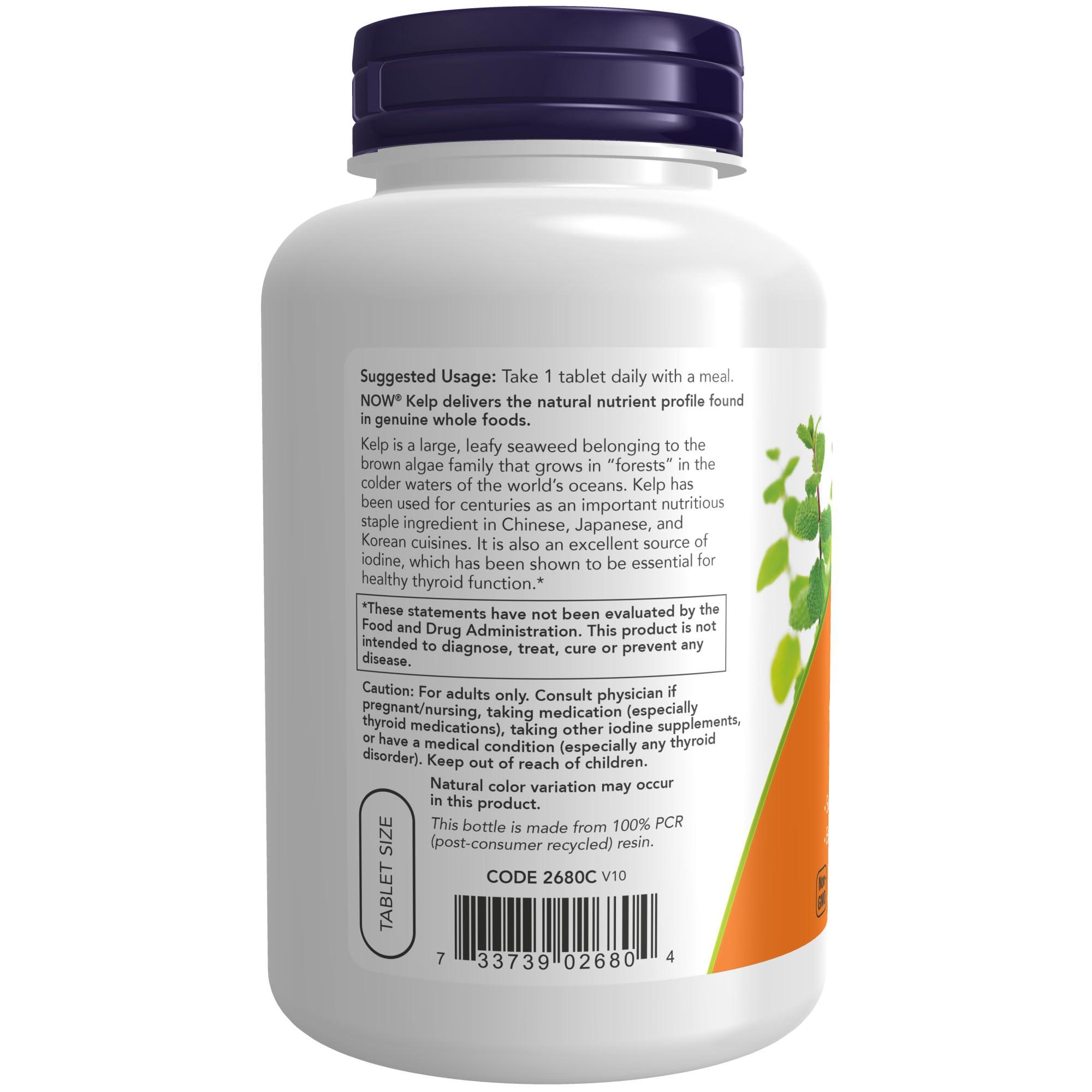 NOW NOW Supplements, Kelp 150 mcg of Natural Iodine, Easier to Swallow Tablet, Super Green, 200 Tablets (Pack of 2)