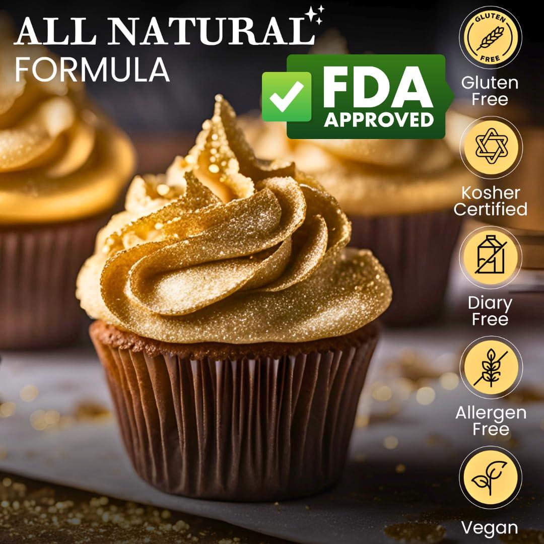 DAZZLE DUST BULK-(15g) Edible Gold Dust, Edible Glitter for cocktails Gold Luster Dust, Gold Edible Glitter For Drinks, Cakes, Edible Gold Paint, Edible Glitter For Cakes,100% Food Safe.