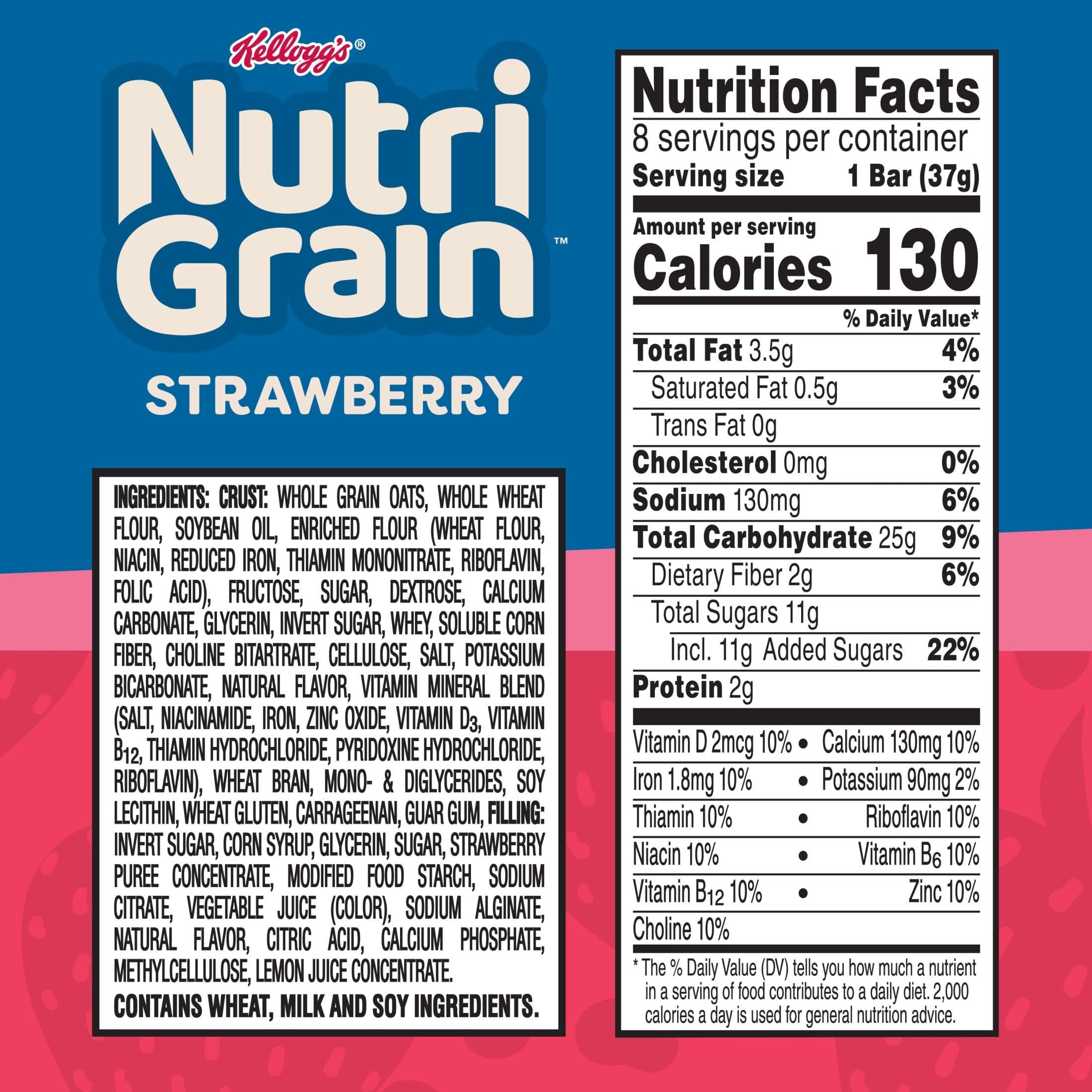 Nutri Grain Nutri-Grain Soft Baked Breakfast Bars, Made with Whole Grains, Kids Snacks, Variety Pack (4 Boxes, 32 Bars)