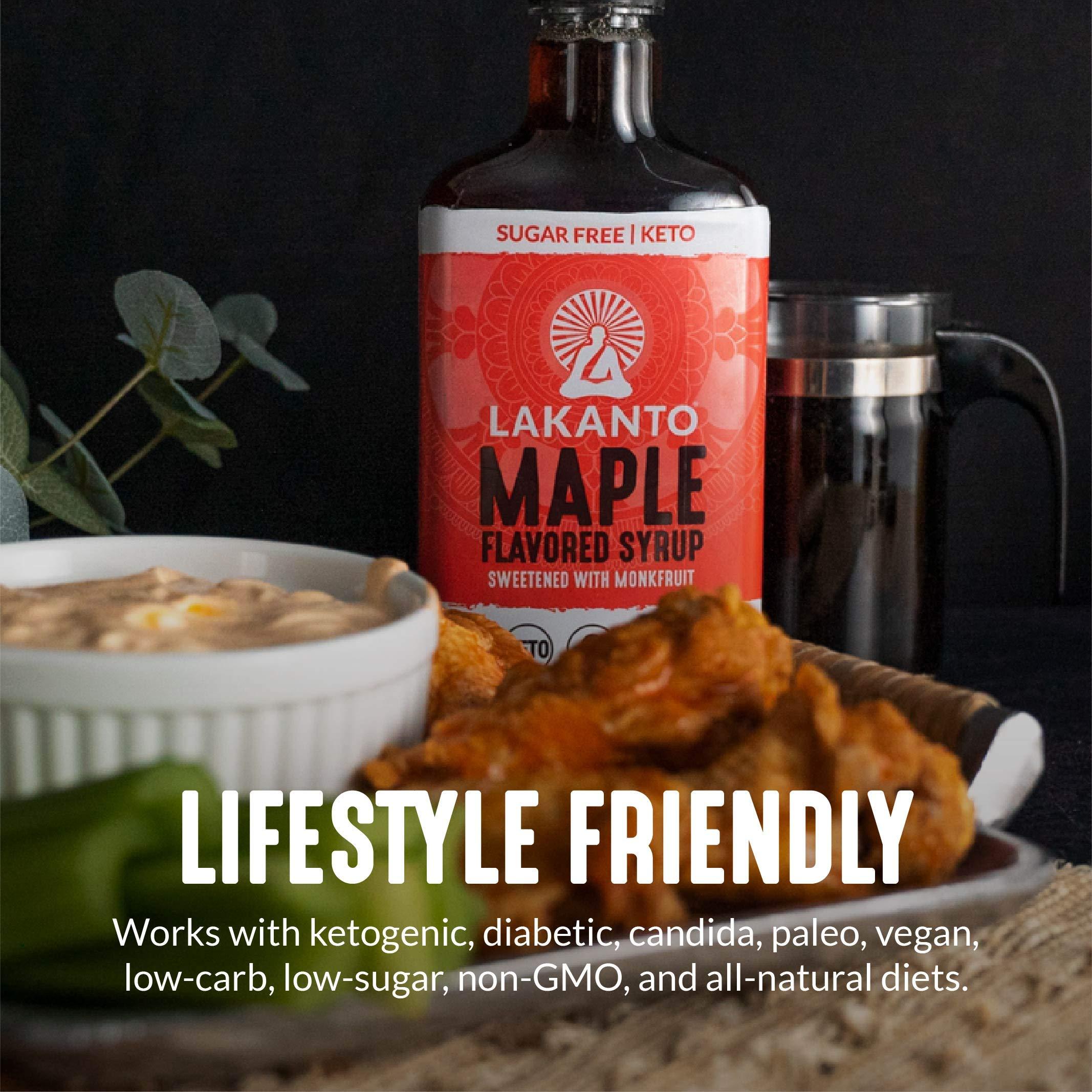 Lakanto Lakanto Sugar Free Maple Syrup - Monk Fruit Sweetener, Keto Diet Friendly, Vegan, 1g Net Carbs, Pancakes, Waffles, Oatmeal, Coffee, Tea, Granola, Frosting, Marinade, Dressing (13 fl oz - Pack of 3)