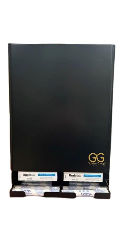 GG Golden Group INTERNATIONAL Tampon & sanitary napkin free vending dispenser for public restroom, steel cabinet with lock, wall mountable, Black