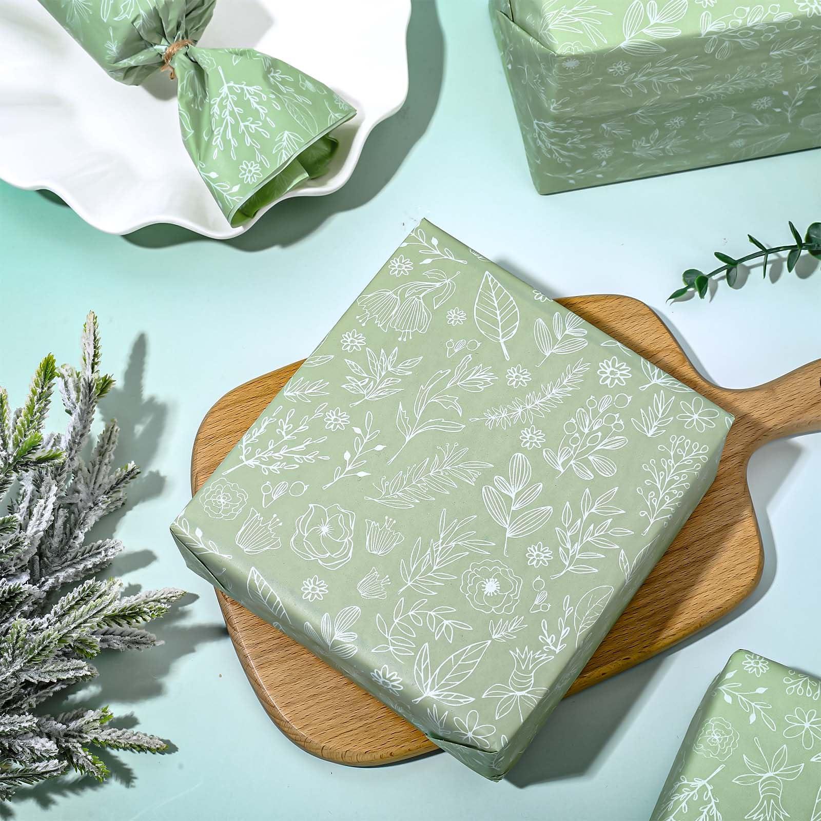 Generic AnyDesign 100 Sheets Sage Green Wildflower Tissue Paper Green White Floral Gift Wrapping Paper Bulk Botanical Greenery Flower DIY Art Craft Paper for Packaging Wedding Birthday Baby Shower Bouquet