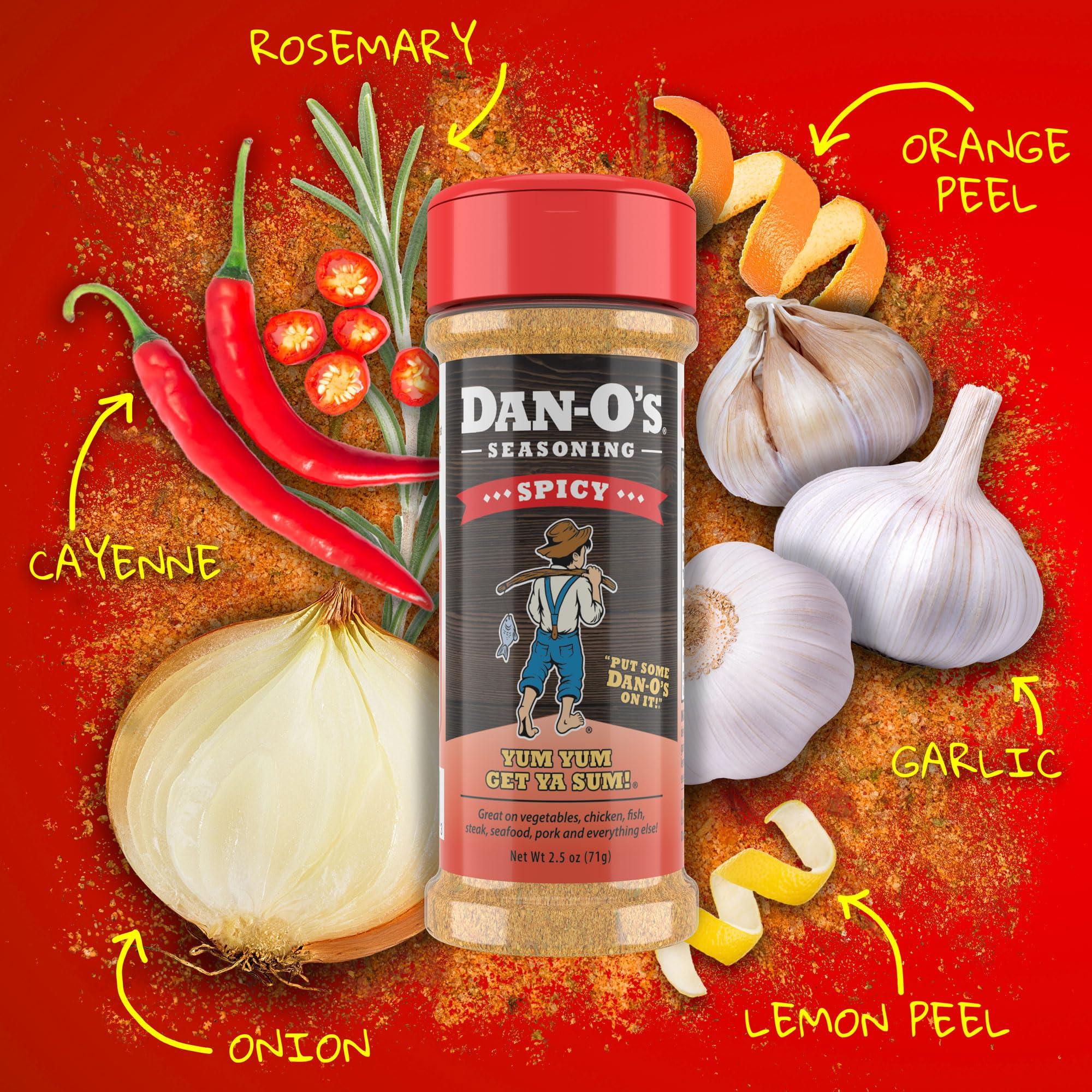 Dan-O\'s Dan-O\'s Spicy Seasoning - Great on Chicken, Meats, Veggies - All-Purpose, All-natural, Sugar Free, Zero Calorie, Savory Seasoning for Cooking Anything, Marinade, Rub, Gumbo - X-Small bottle (2.5 oz)