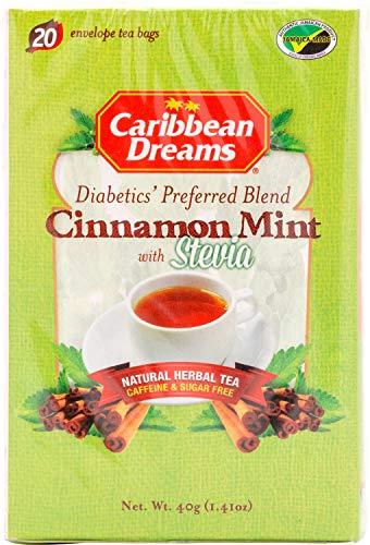 Caribbean Dreams Caribbean Dreams Cinnamon Mint Tea, 20 Tea Bags, Diabetics Tea, Natural Herbal Tea, Caffeine Free, Sugar Free