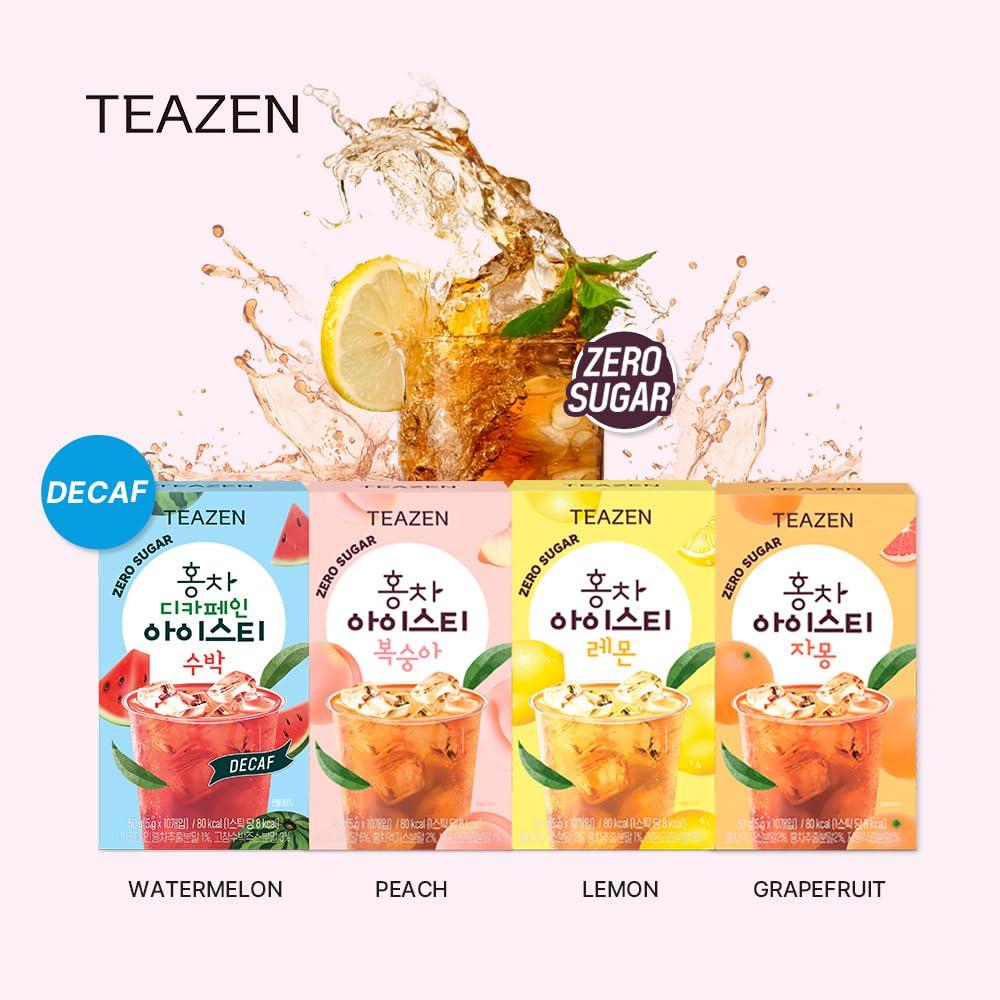 TEAZEN Teazen Summer Watermelon Iced Tea, Sugar Free, Uva Black Tea, Hydration Drink Mix, Decaf, 10 Sticks, 1.76oz