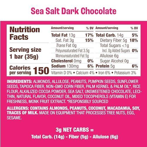 Munk Pack Munk Pack Keto Nut & Seed Bar, Sea Salt Dark Chocolate, 4 Count 1.23 oz
