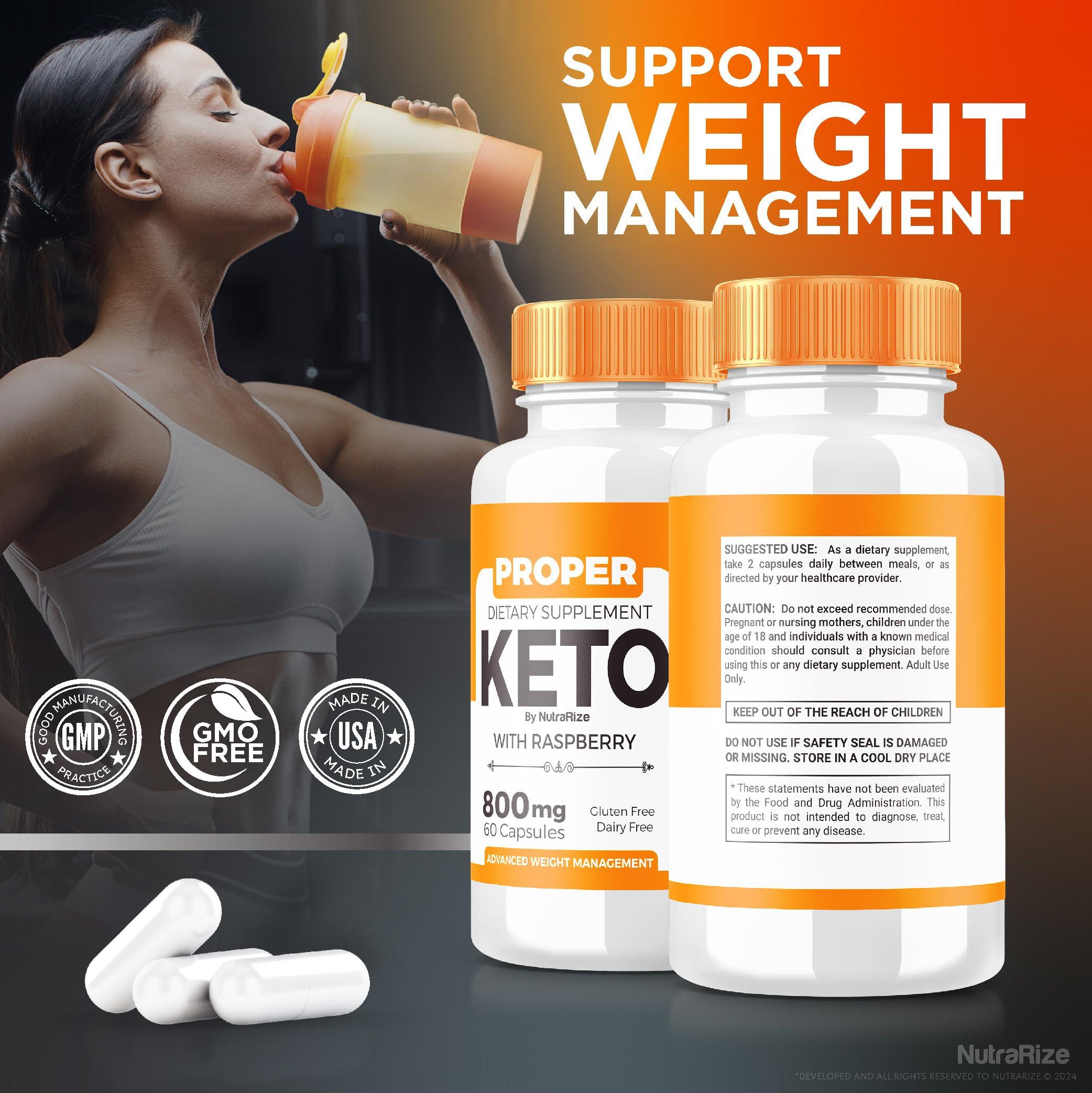 NutraRize Proper Keto - Proper Keto ACV Capsules, All-Natural Keto Dietary Supplement, ProperKeto Extra Strength 800MG Pills, Advanced Formula to Support Active Lifestyle, Pastillas Reviews (60 Capsules)