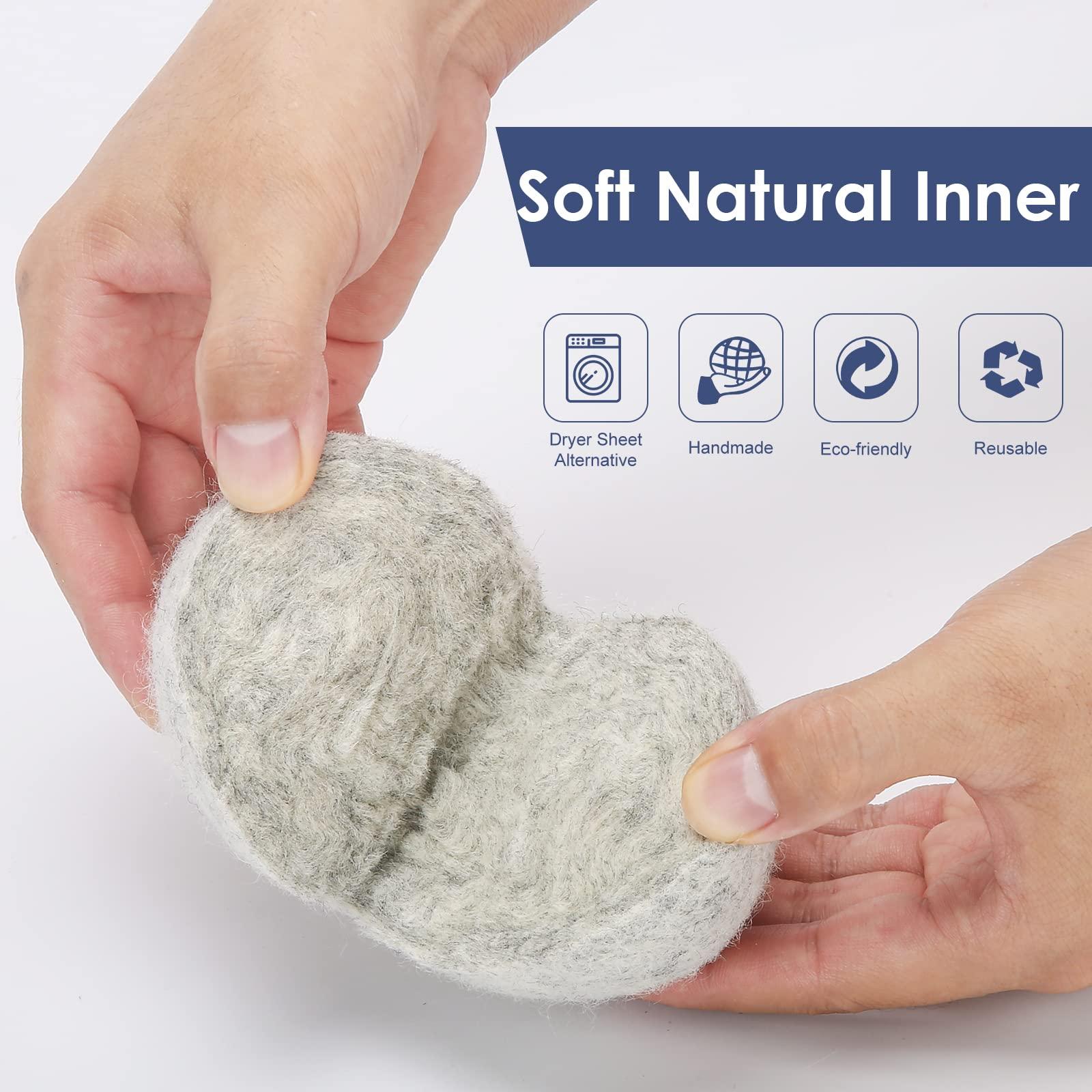Softkomfyy Wool Dryer Balls Handmade XL,Organic Laundry Dryer Balls,100% New Zealand Wool Natural Fabric Softener,Reusable 1000 Loads,Wrinkles Free, Shorten Drying Time,Baby Safe
