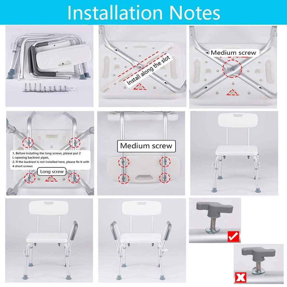 ALGFree-Shade Shower Bench Chair, with Back Padded Shower Seat for Seniors Elderly Disabilities Tub Shower Seats for Adults ALGFree (Color : B)