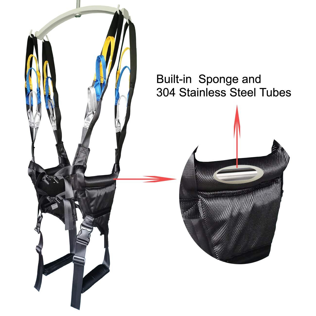 AmyBy Patient Lift Standing Aids Walking Toileting Sling Medical Transfer Belt Fold Up Invalid Full Body Adjustable Strap Support Leg Foot Bariatric Exercisers with Commode Opening Free Black AmyBy