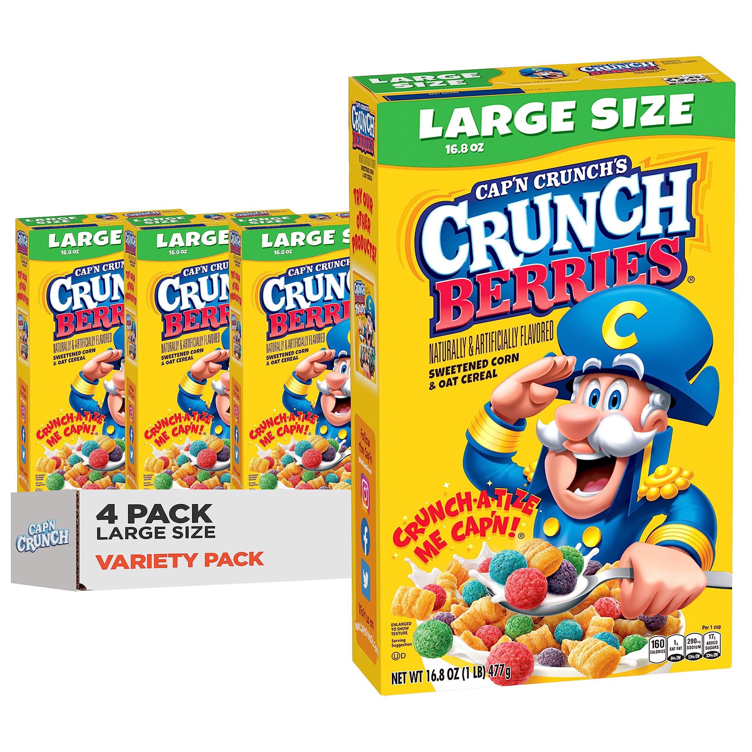 Cap'n Crunch Cap'n Crunch Cereal, Crunch Berries, 16.8oz Boxes (4 Pack)