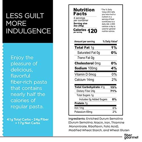 Fiber Gourmet Fiber Gourmet Pasta Variety Pack, 1 8oz Box Each of Spaghetti, Rotini, Penne, Elbows, Low Calorie & Fiber-Rich Pasta Bulk, Made in Italy, Non-GMO, Kosher, Vegan (4-Pack)