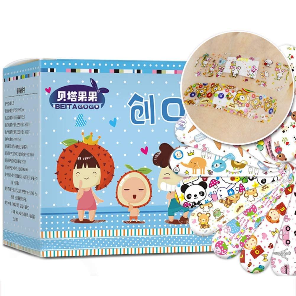Magic Feier Cute Bandages 120 Count Cute Cartoon Adhesive First Aid Flexible Colorful Fabric Bandages for Kids Children (Blue)