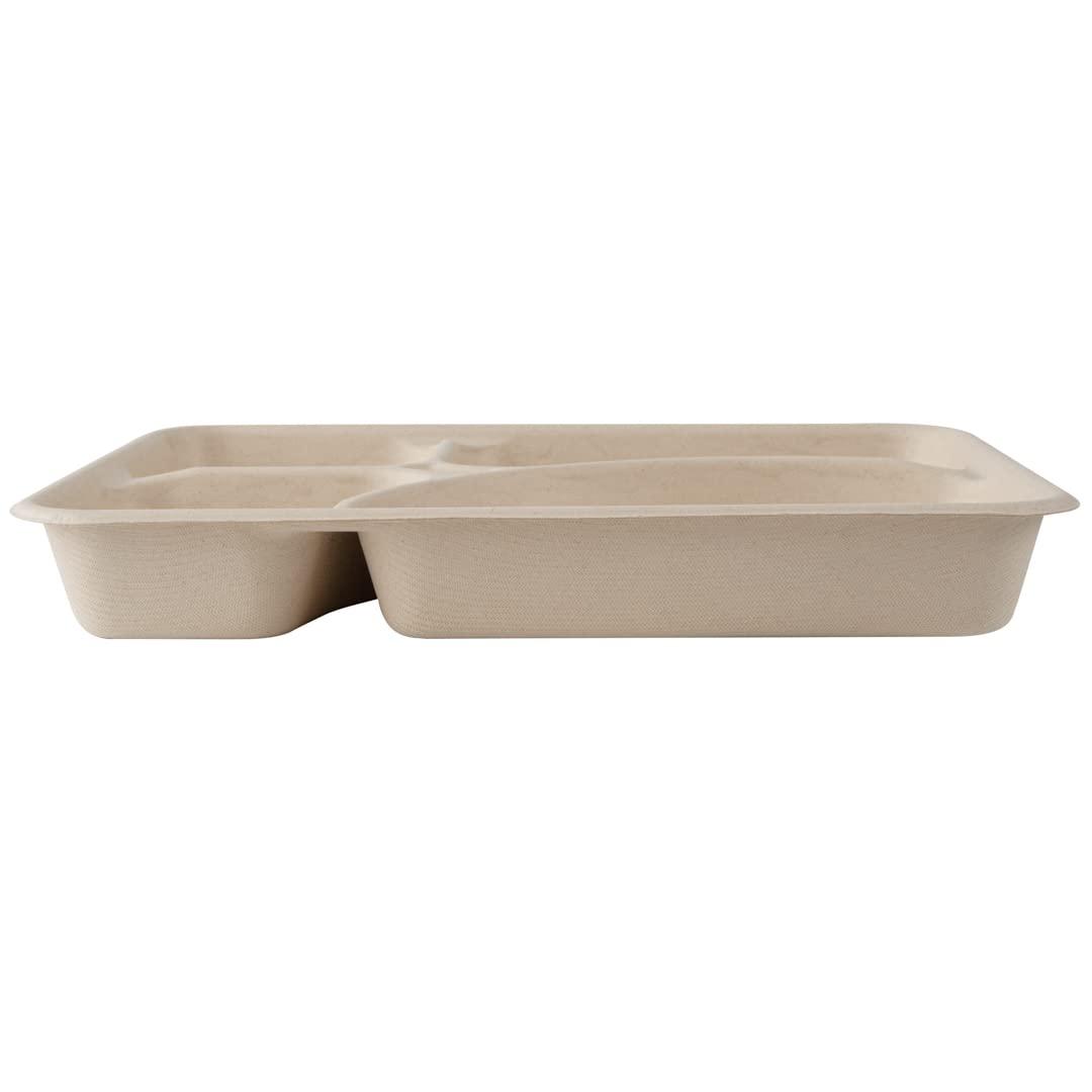 Restaurantware Restaurantware Pulp Tek 43 Ounce To Go Containers 100 Sustainable Carry Out Containers - Lids Sold Separately 4 Compartments Bagasse Take Out Plates Made From Sugarcane Fibers Microwavable