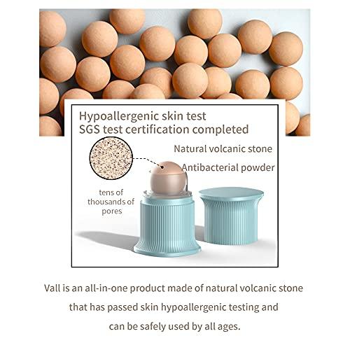 VALL VALL Oil-Absorbing Volcanic Face Roller, Face Oil Remover, Face Massage, Reusable Face Oil Absorbing Skincare Tool [ Volcanic Stone Ball ] - Blue