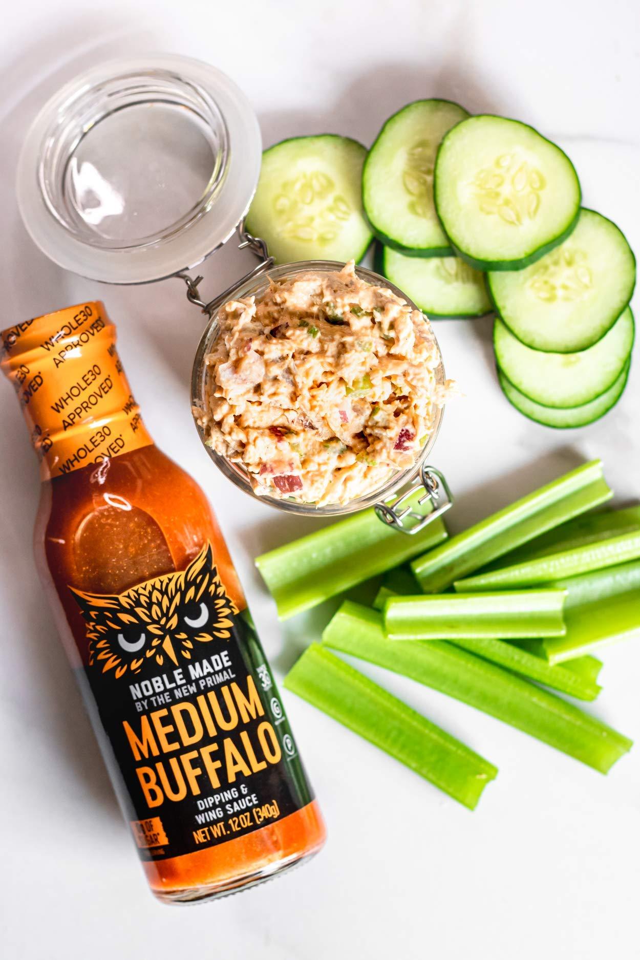 The New Primal Noble Made Buffalo Sauce, Keto, Gluten Free, Vegan Dipping & Wing Sauce, Low Carb, Dairy Free, Low Calorie, Paleo, Low Sugar, and Whole30 Approved, Medium Buffalo, 13 oz (1 Count)