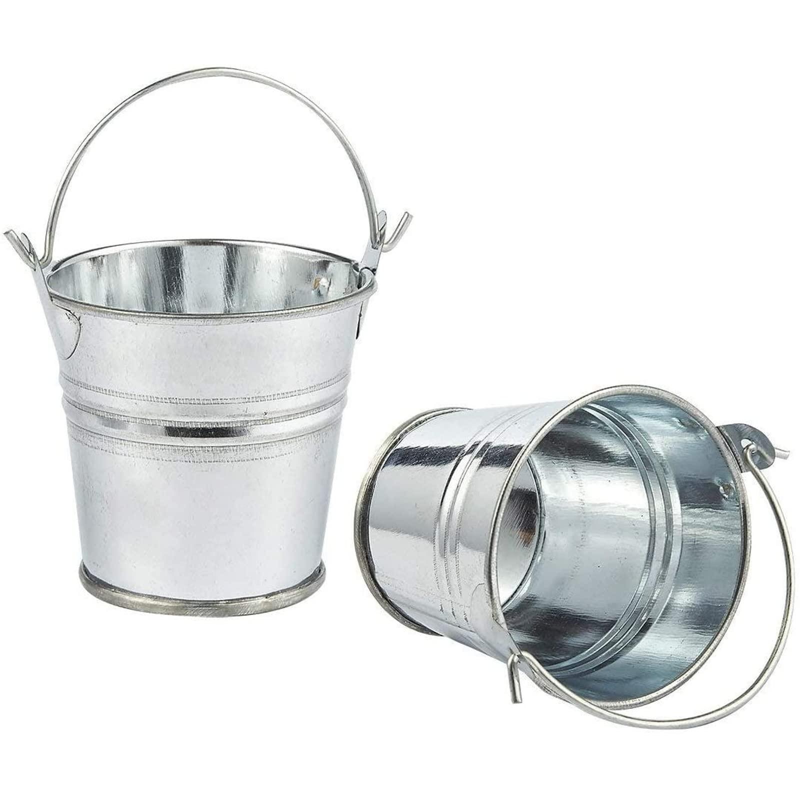 Juvale Juvale 24 Pack Mini Metal Buckets with Handles for Party Favors, Small Galvanized Tin Pails (2 x 2 in)