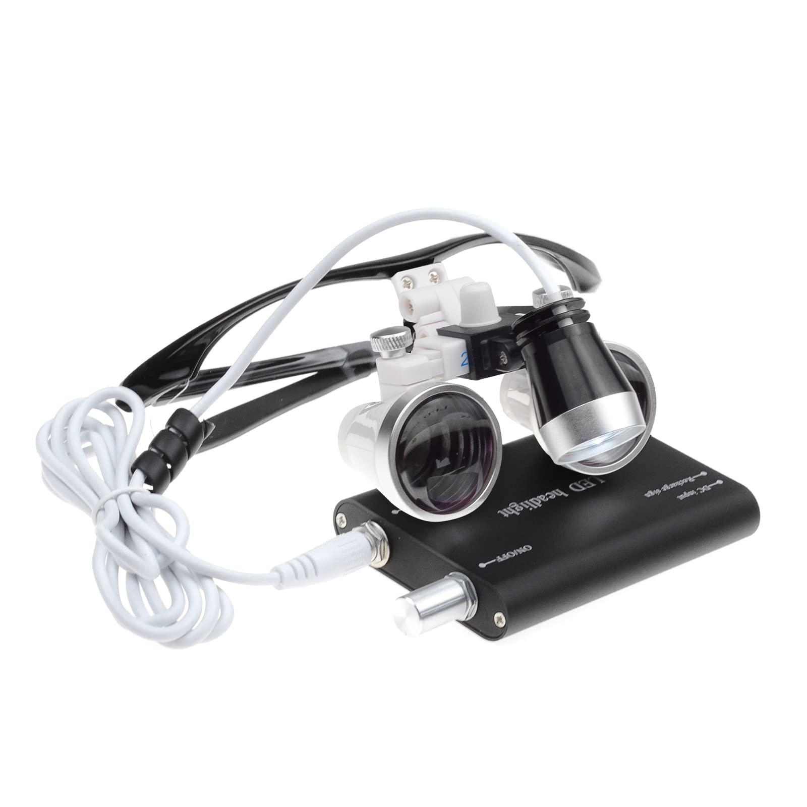 NSKI 2.5X420mm Bonicular Loupes Magnifier with 3W Operation Head Lamp Aluminum Box (Black)