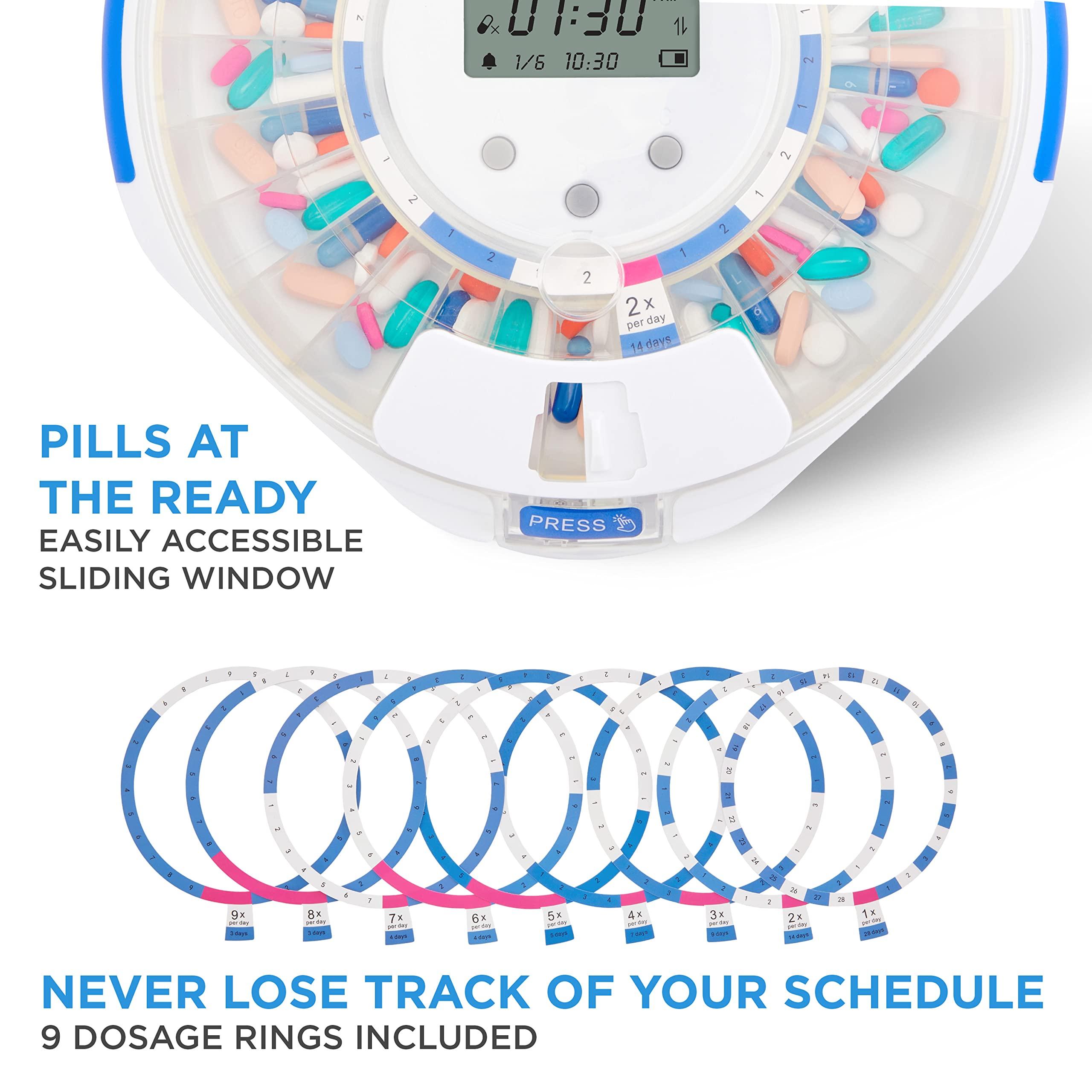 Live Fine LiveFine Smart WiFi Automatic Pill Dispenser Clear Lid | 28-Day Medication Organizer Up to 9 Doses Per Day for Care Monitoring with Lock Key, Light/Sound Alarms for Prescriptions & Vitamins