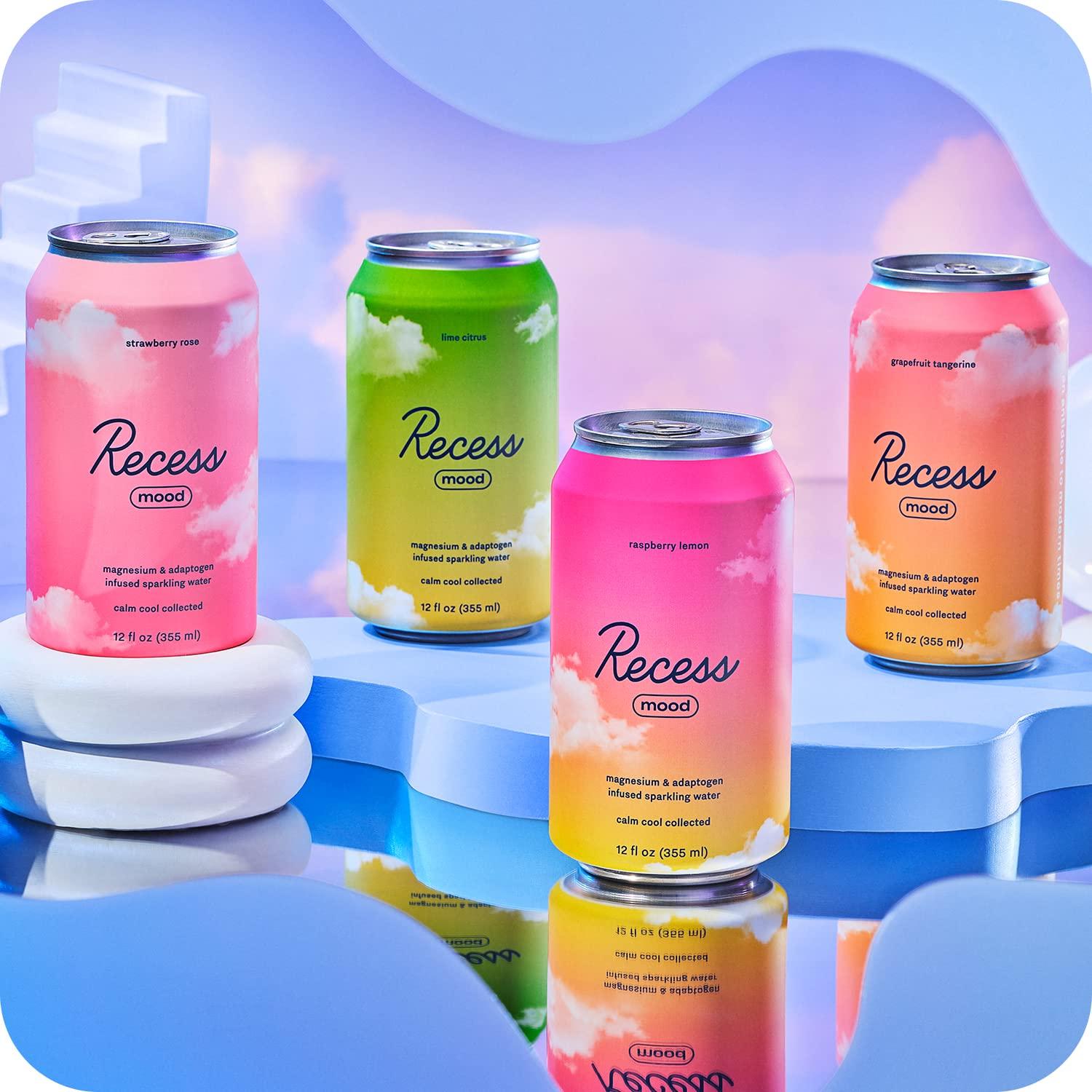 Recess Recess Mood Magnesium & Adaptogen Drink, Relaxation Beverage, 12 ounce (Variety Pack, 12 pack)