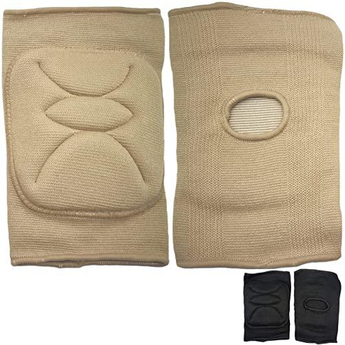 DANCEYOU DANCEYOU Dance Knee Pads Thick Soft Sponge Volleyball Knee Brace for Big Kid Teen Adults Workout Knee Protector Football Pole Dance Yoga Tennis Running, Tan, L