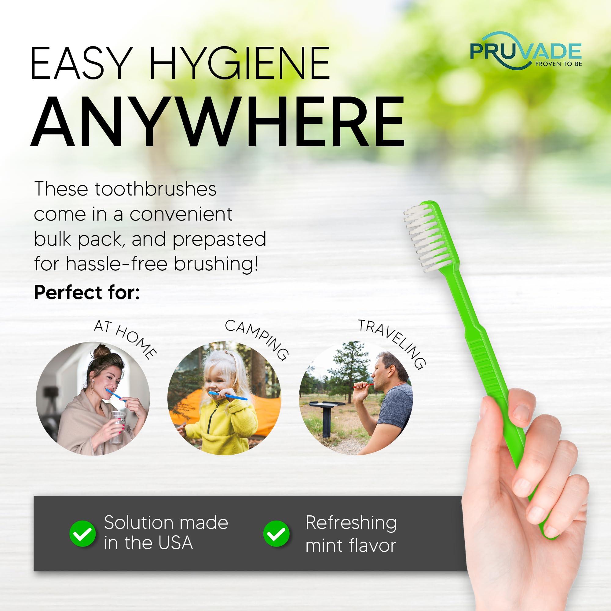 Pruvade Pruvade 144 Pack Disposable Toothbrushes with Toothpaste, Built in - Prepasted Toothbrushes Individually Wrapped |Single Use Waterless Tooth Brush with Soft Bristles for Hotel, Camping, Travel