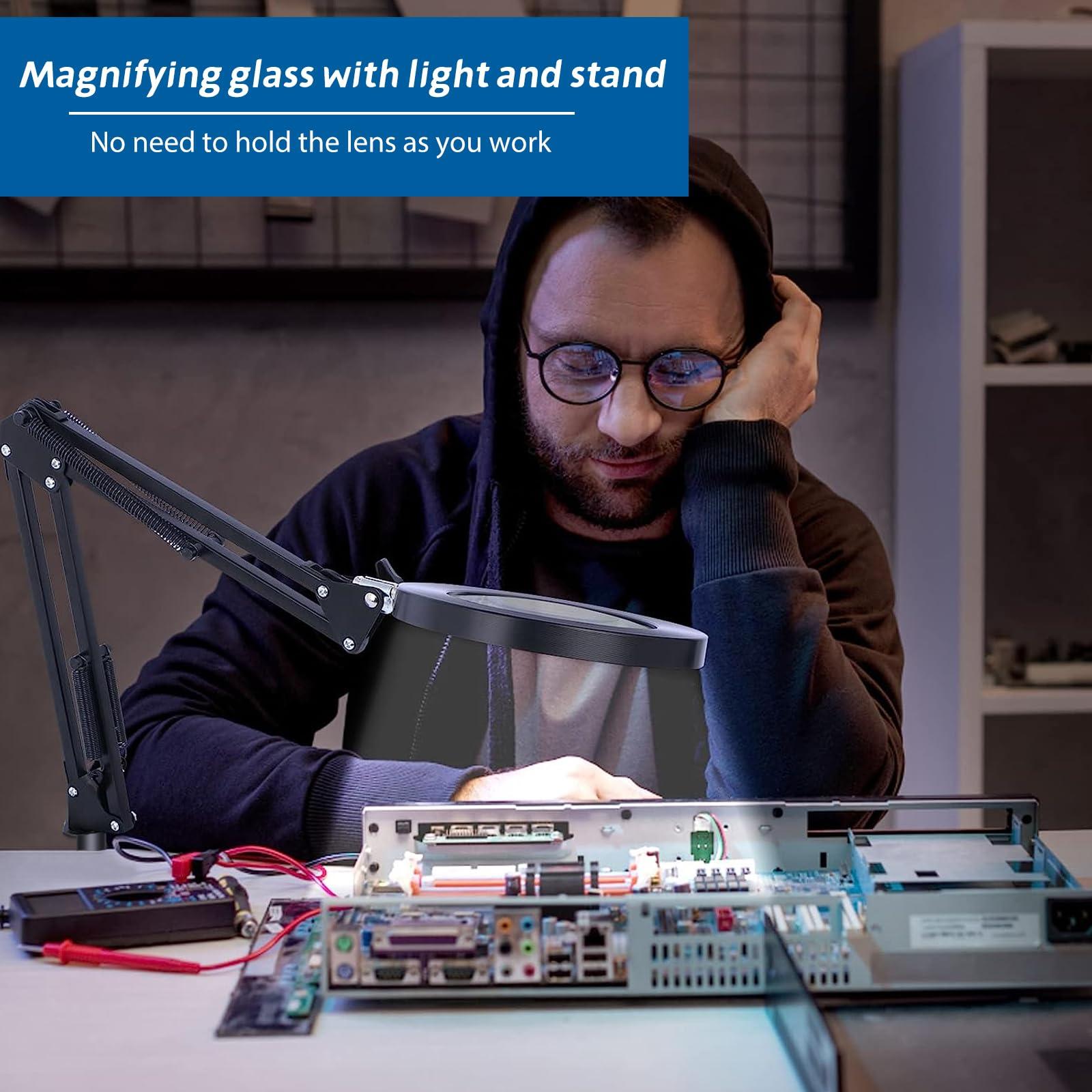 NZQXJXZ NZQXJXZ 10X 20X Large Floor Magnifying Glass with Light and Stand, 72 LED Floor Magnifying Lamp, Floor Magnifiers for Reading, Sewing, Crafts, Close Work