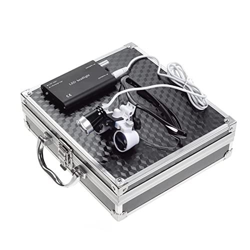 NSKI 2.5X420mm Bonicular Loupes Magnifier with 3W Operation Head Lamp Aluminum Box (Black)